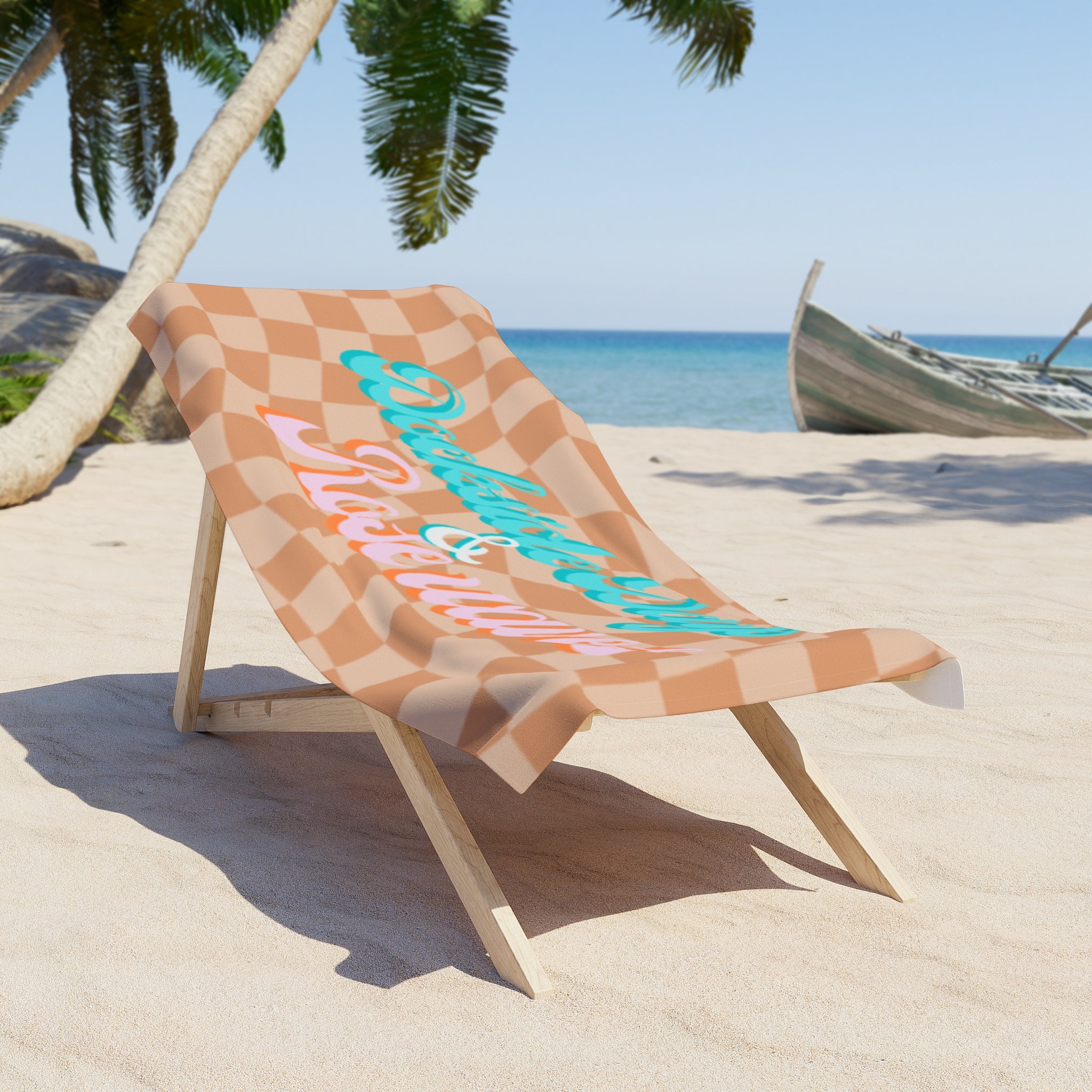 "Dockside Days & Rose waves" -Chic Beach Towel, Perfect for Bachelorettes or Wedding Parties, Summer Vibes, Poolside Accessory, Gift for Beach Lovers, Tropical Decor, Fun Summer Days
