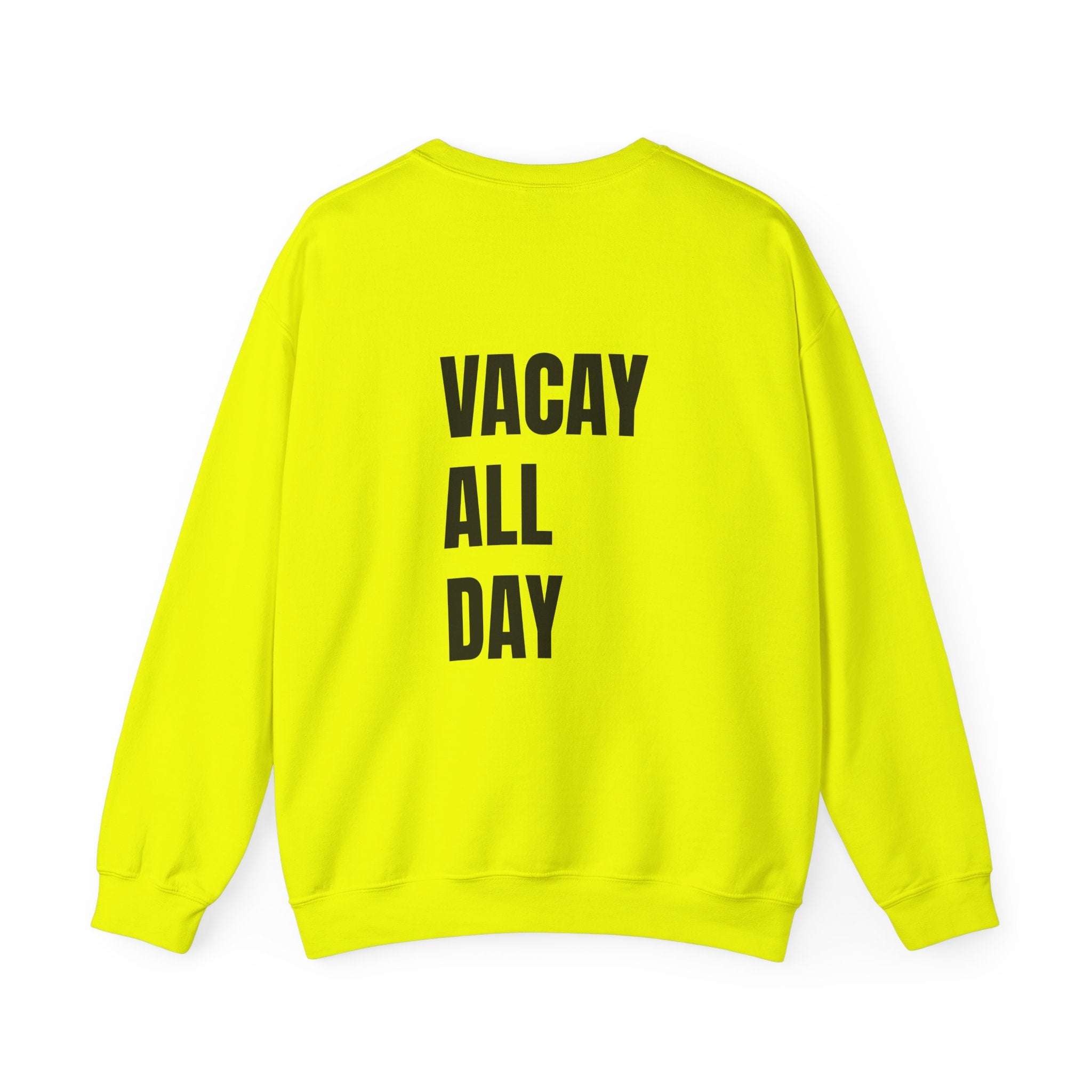 Adult- Teacher Crew Neck " Summer Time" (Front)  "Vacay All Day" (Back) -Crewneck Sweatshirt, Cozy Fall Apparel, Unisex Gift, Casual Style, September Vibes, Seasonal Fashion