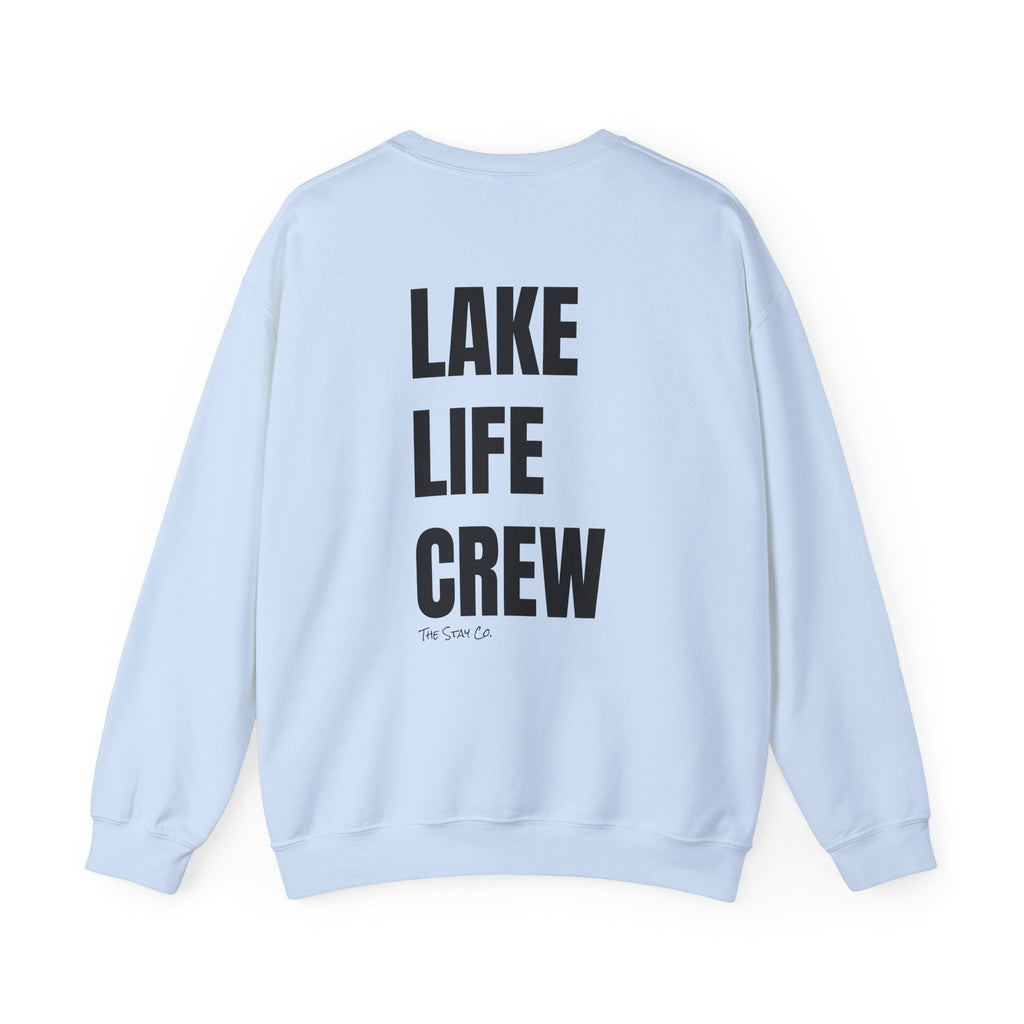 Adult- "Made for this"- (Front)  "Lake Life Crew" (Back)- Black Writing- Unisex Crewneck Sweatshirt