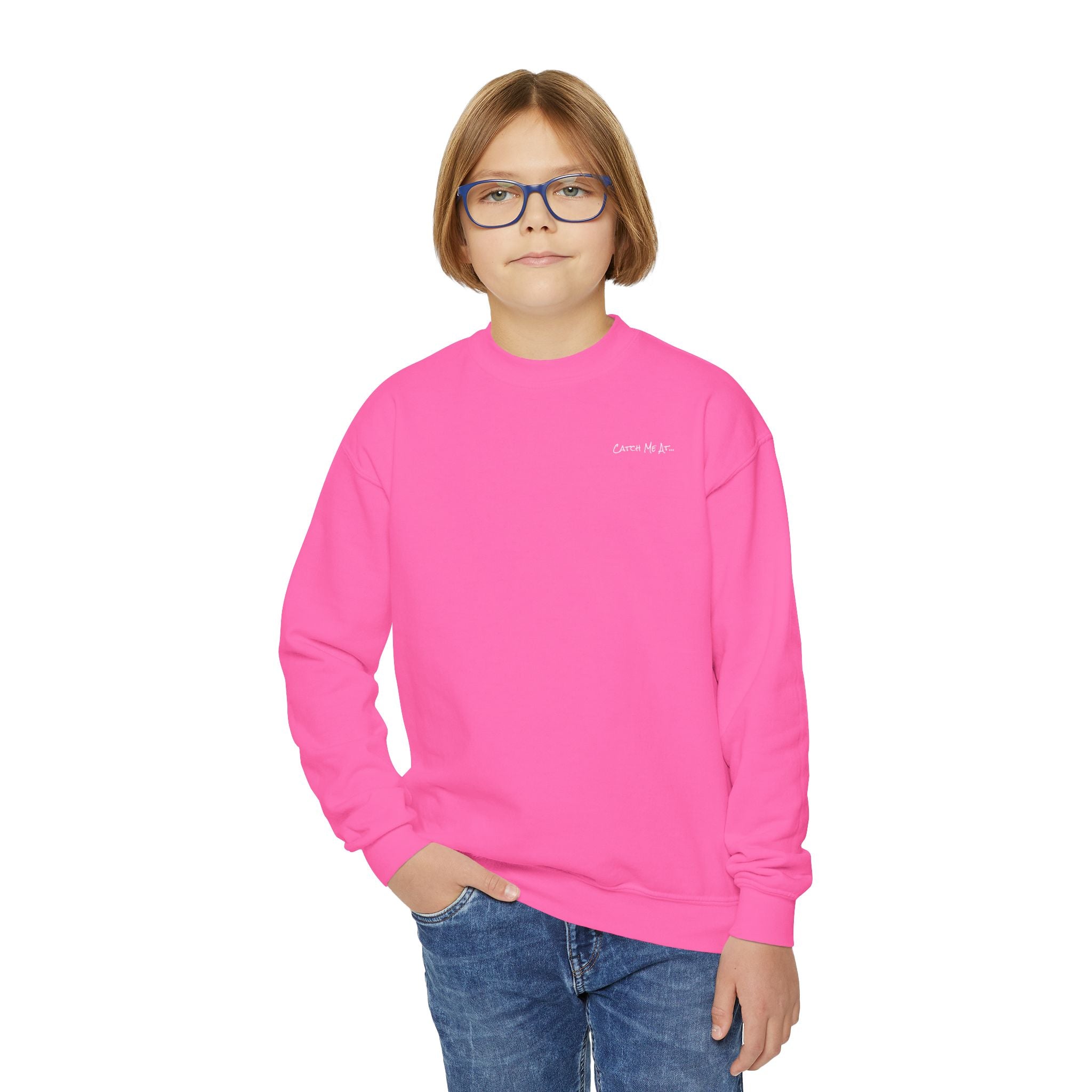 Youth-(XS-XL) "Catch Me At" (Front) "Candlewood Lake" (Back)- Unisex Crewneck Sweatshirt