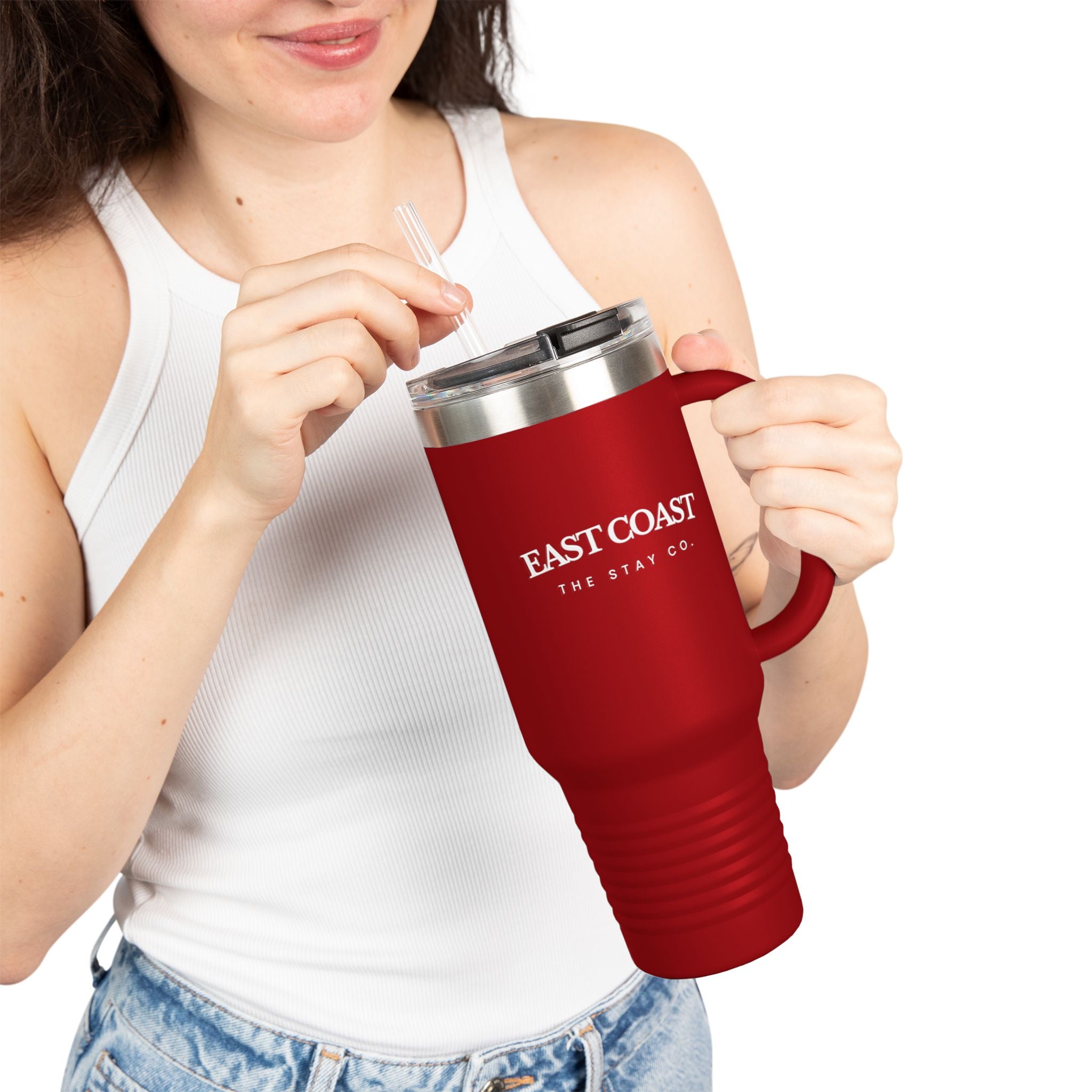 Travel Mug -40oz Insulated Cup- "East Coast" In White Writing
