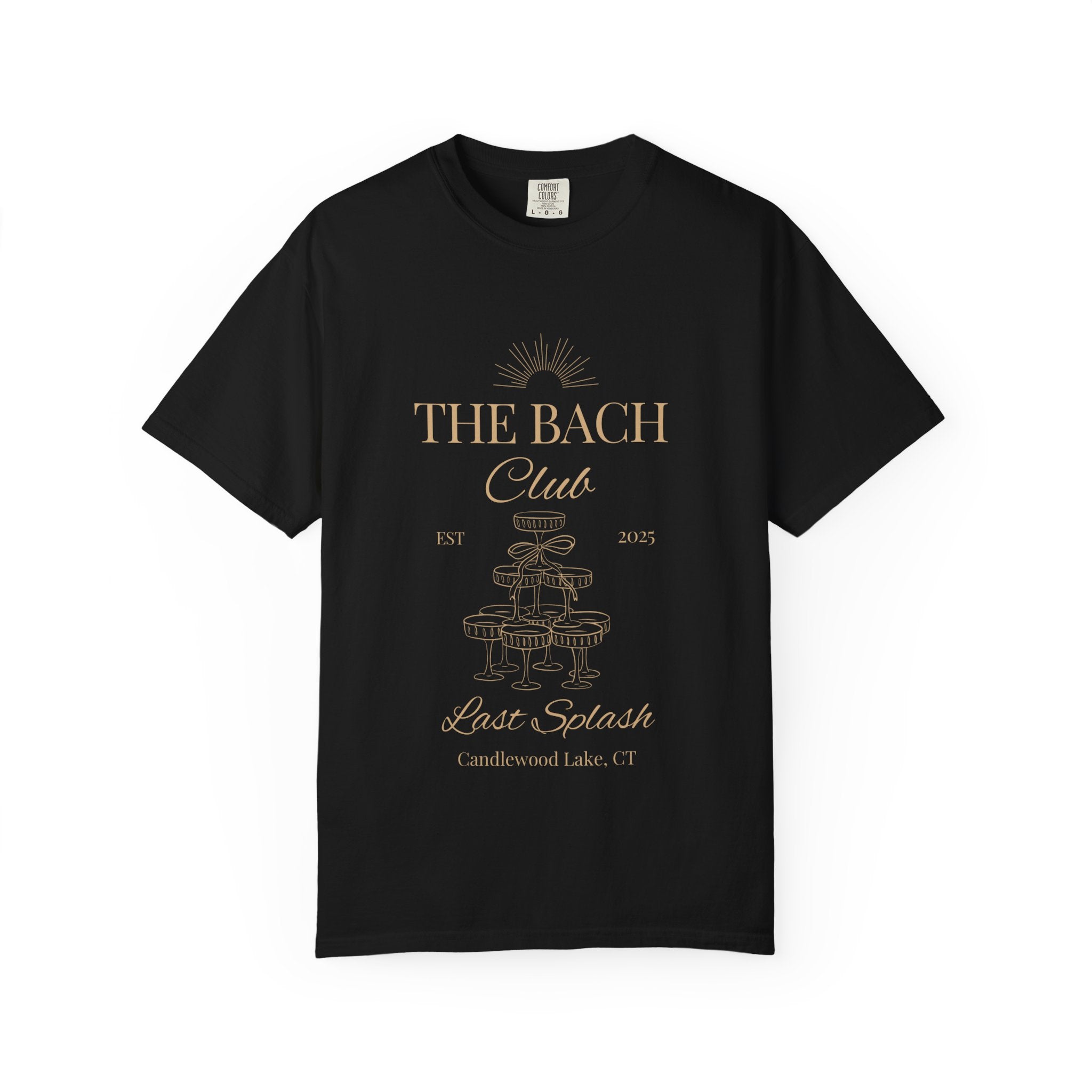 Matching "The Bach Club-Last Splash- Candlewood Lake" -In Beige Writing- Choose a Color Shirt- Perfect for Bachelorette and Wedding Parties- Unisex Vacation Top, Sailor Humor Apparel