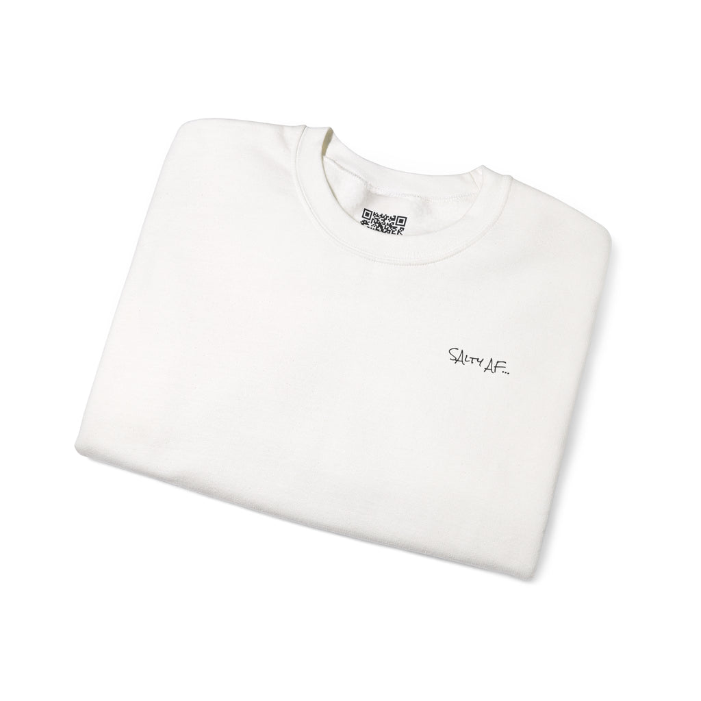 Adult- "Salty AF..." (Front) "White Sands Beach -Old Lyme, CT" (Back) With Flag on Sleeve- Unisex Crewneck