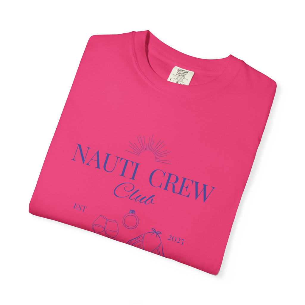 Matching shirt- "Nauti Crew-Best Mates" T-shirt, Unisex Garment-Dyed Tee for Bachelorette and Wedding Parties by the Lake-Perfect for Summer Vacations, Boating Trips, Family Gatherings
