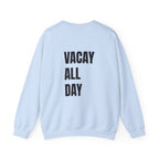 Adult- Teacher Crew Neck " Summer Time" (Front)  "Vacay All Day" (Back) -Crewneck Sweatshirt, Cozy Fall Apparel, Unisex Gift, Casual Style, September Vibes, Seasonal Fashion