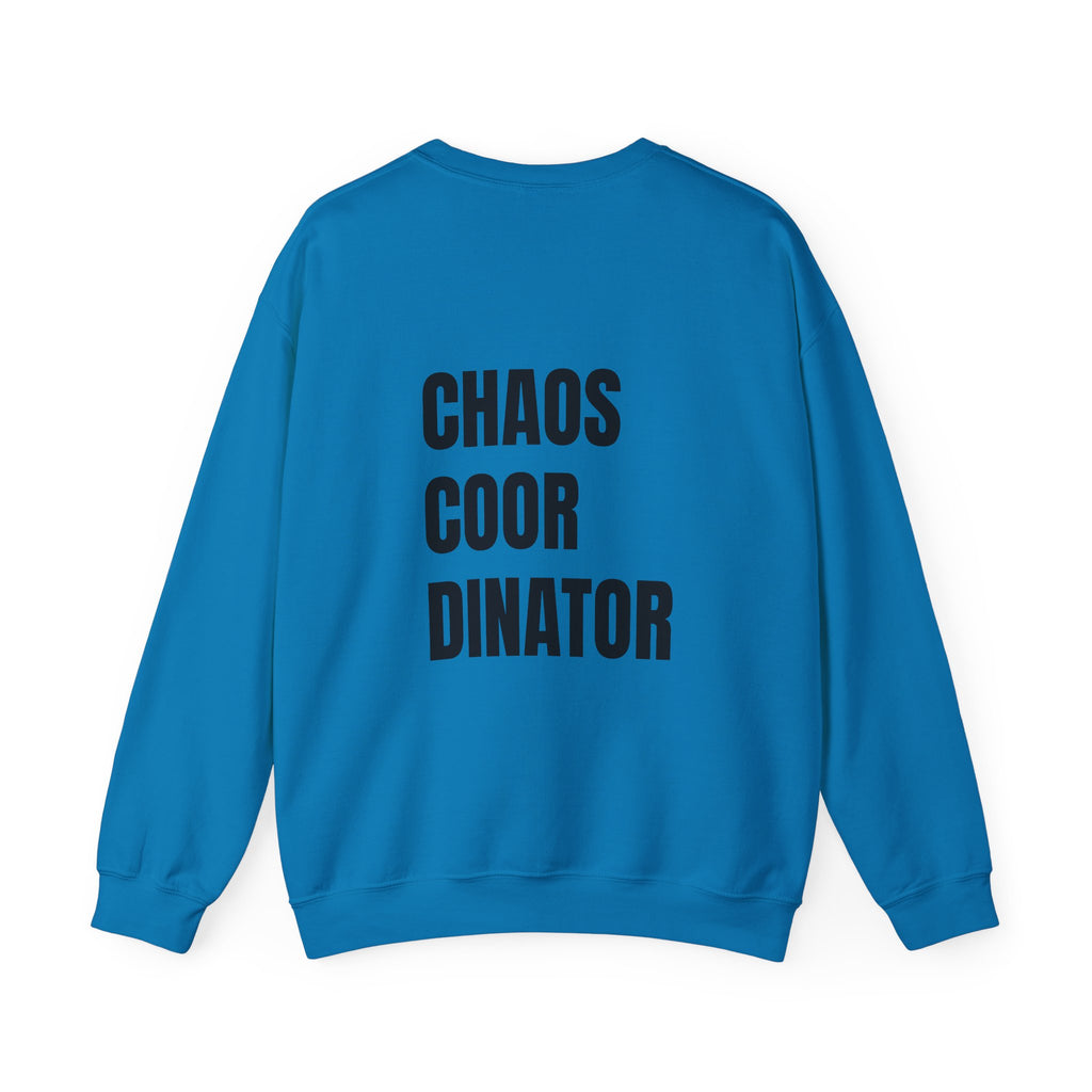 Adult- Teacher Crew Neck "Fueled by Caffeine" (Front) - "Chaos Coordinator"- (Back) Crewneck Sweatshirt, Cozy Fall Apparel, Unisex Gift, Casual Style, September Vibes, Seasonal Fashion