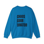 Adult- Teacher Crew Neck "Fueled by Caffeine" (Front) - "Chaos Coordinator"- (Back) Crewneck Sweatshirt, Cozy Fall Apparel, Unisex Gift, Casual Style, September Vibes, Seasonal Fashion