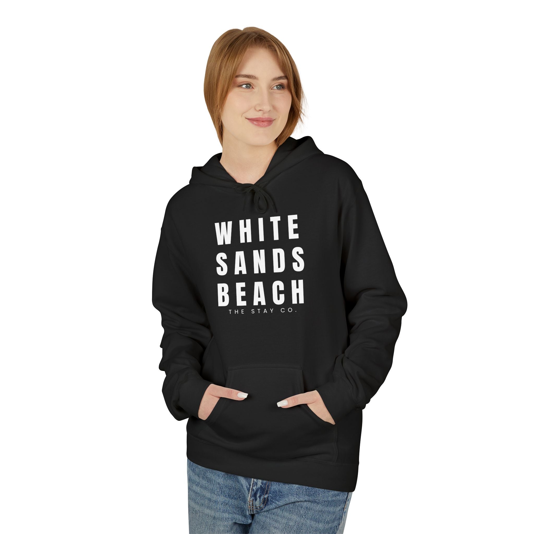 White Sands Beach Hoodie in White Writing