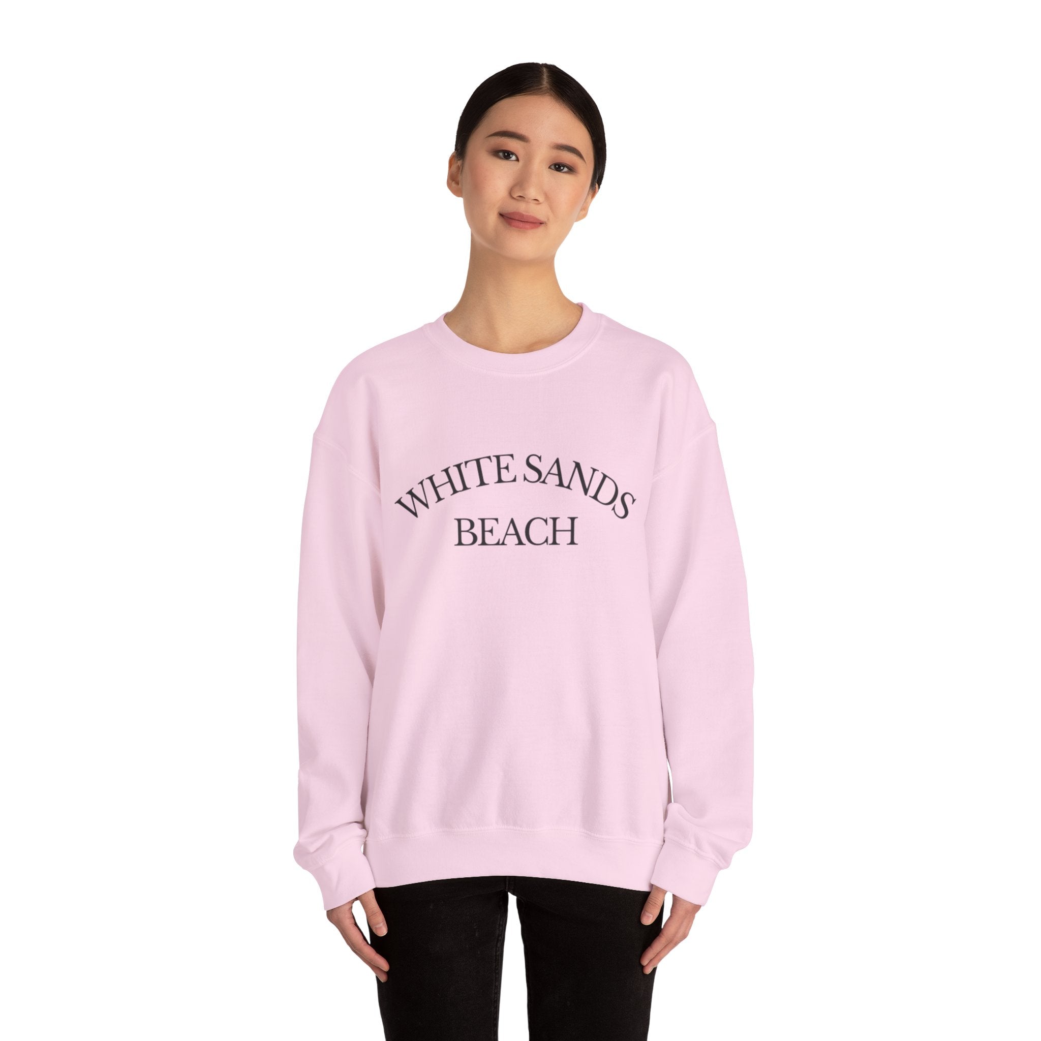 Adult- "White Sands Beach" - Black Writing- Unisex Crewneck Sweatshirt