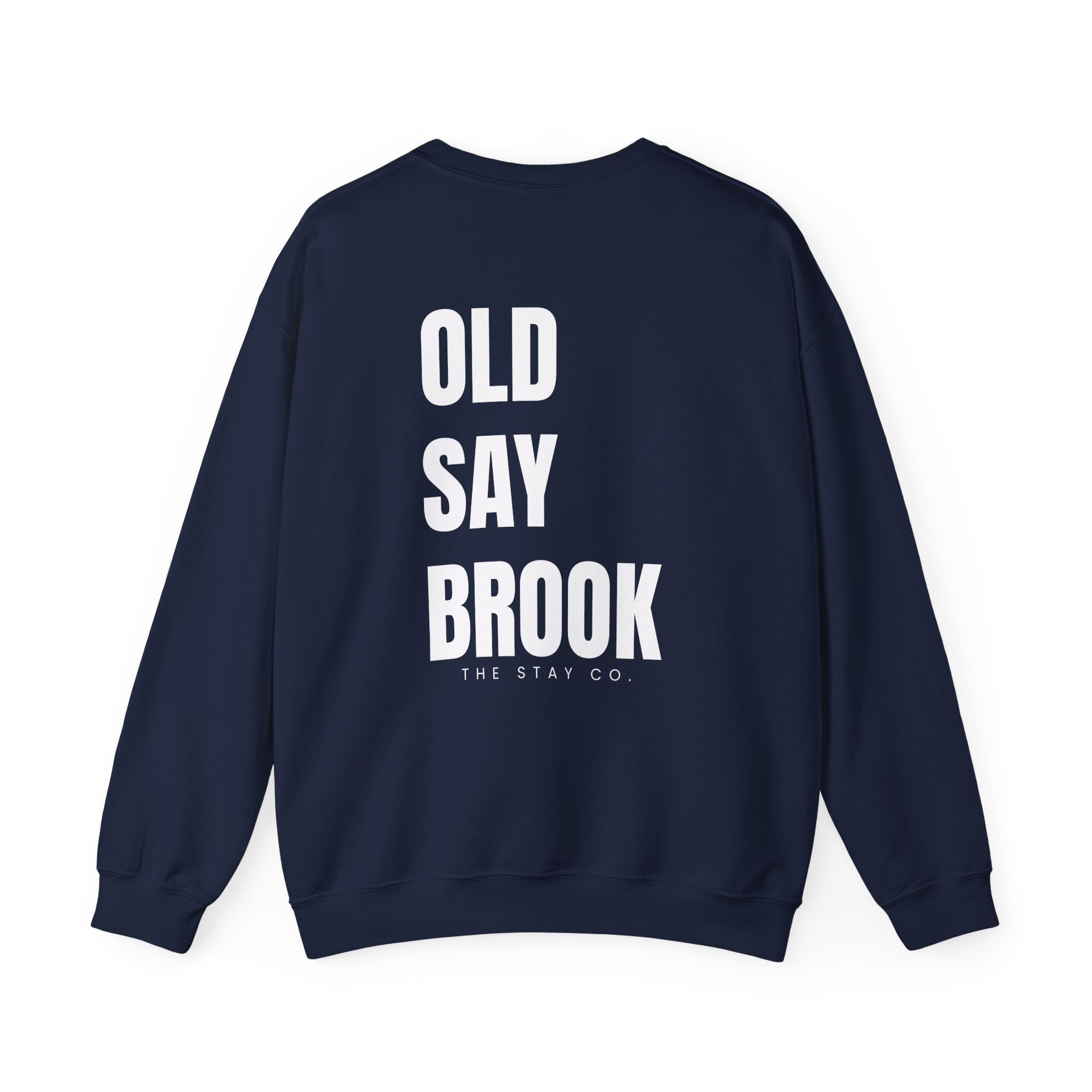 Adult- "Return To" (Front) - "Old Saybrook" (Back) -White Writing -Unisex Crewneck Sweatshirt