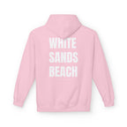 Adult- "Out Of Office" (Front) "White Sands Beach" (Back) - White Writing Hoodie