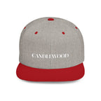 Embroidered Snackback Cap-"Candlewood"- In White Writing-Casual Hat, Outdoor Apparel, Summer Fashion, Gift for Him/Her, Festival Accessory