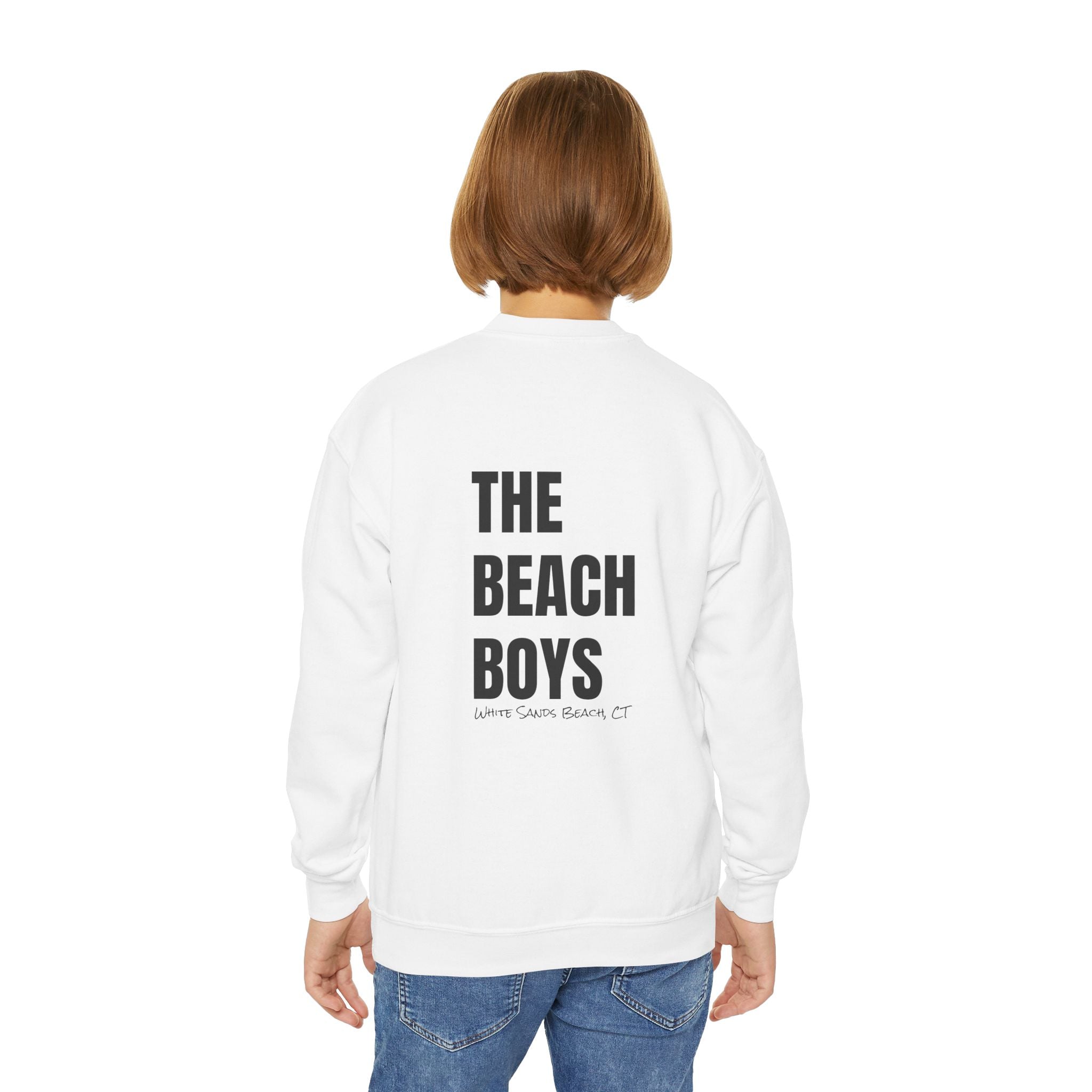 Youth- Beach Sweatshirt for Boys- In Black Writing Youth Crewneck Sweatshirt,  Apparel, Casual Wear, Gift for Teens,