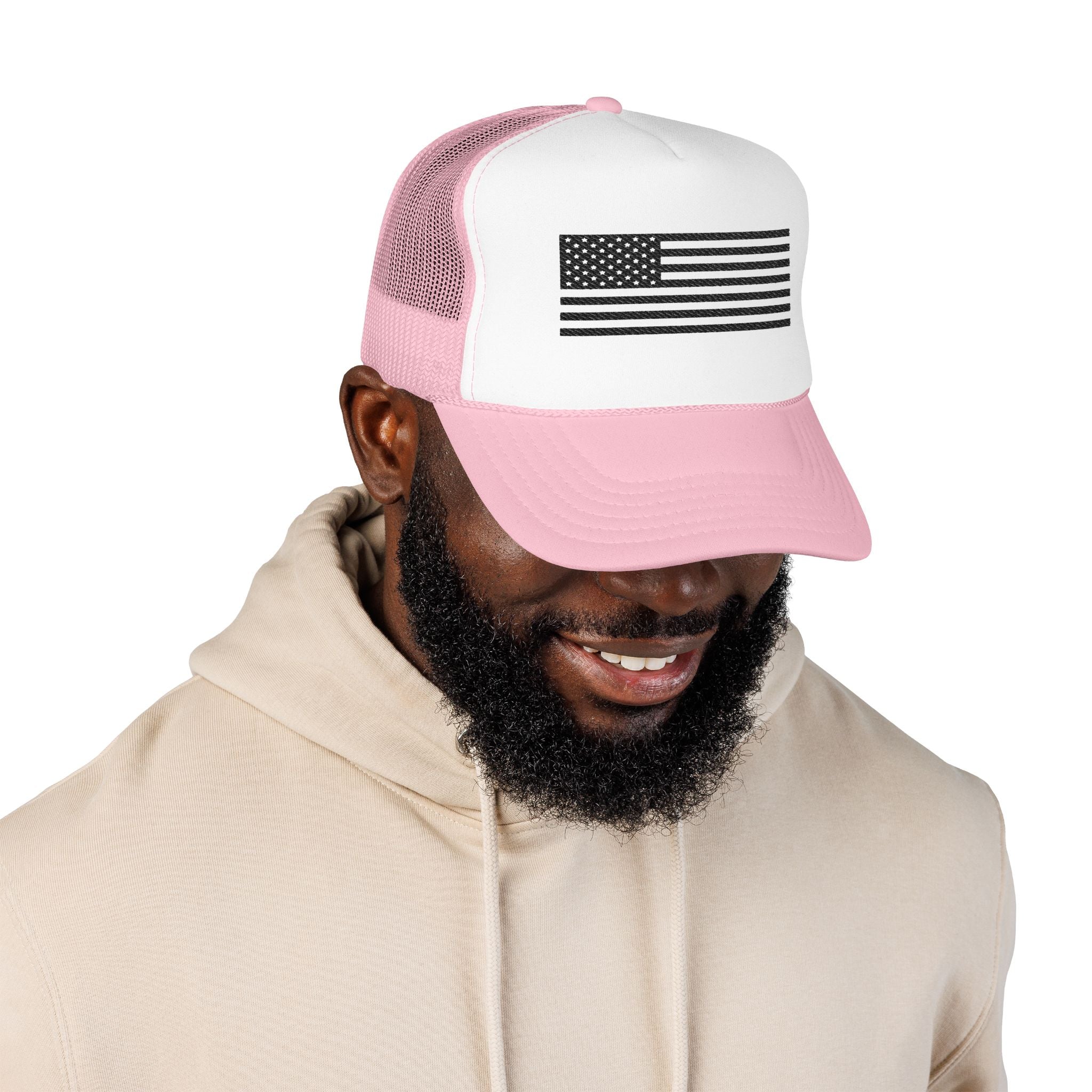 Flag- Foam Trucker Hat, Embroidered Cap, BBQ Hat, Perfect Gift for Grilling Enthusiasts, Summer BBQ Accessory, Fun Party Hat