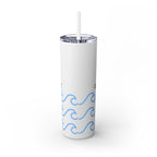 Personalized Skinny Tumbler with Straw - Coastal Waves Design, 20oz