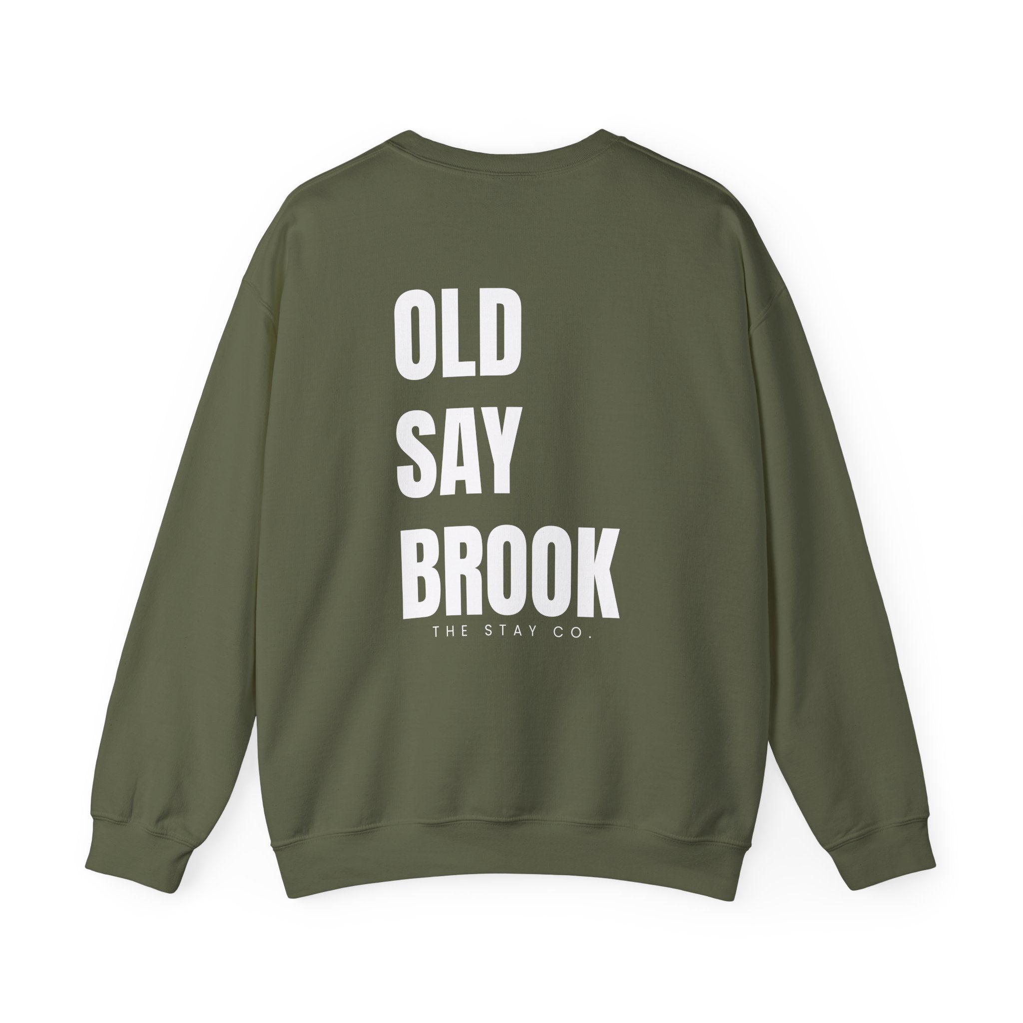 Adult- "Return To" (Front) - "Old Saybrook" (Back) -White Writing -Unisex Crewneck Sweatshirt