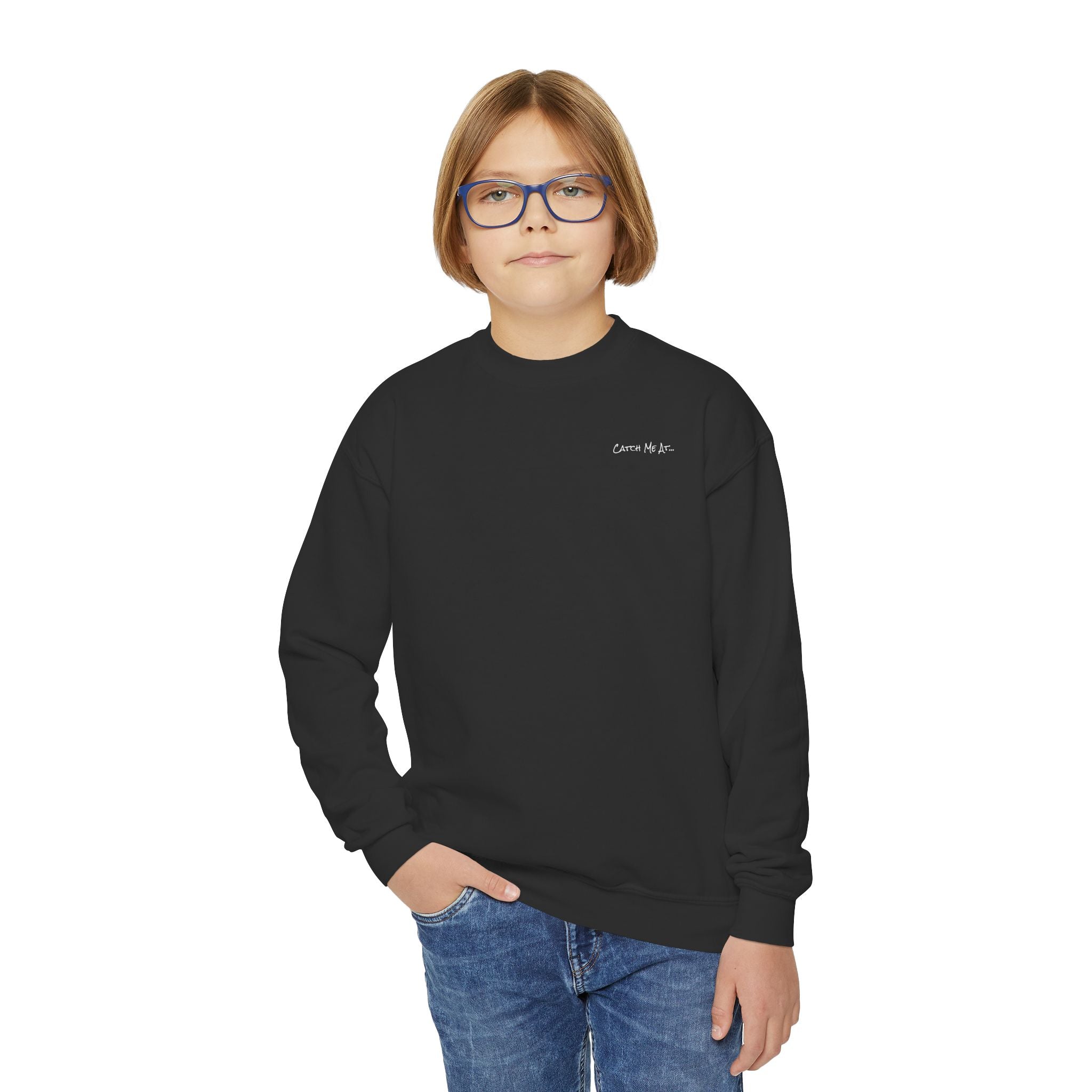 Youth-(XS-XL) "Catch Me At" (Front) "Candlewood Lake" (Back)- Unisex Crewneck Sweatshirt