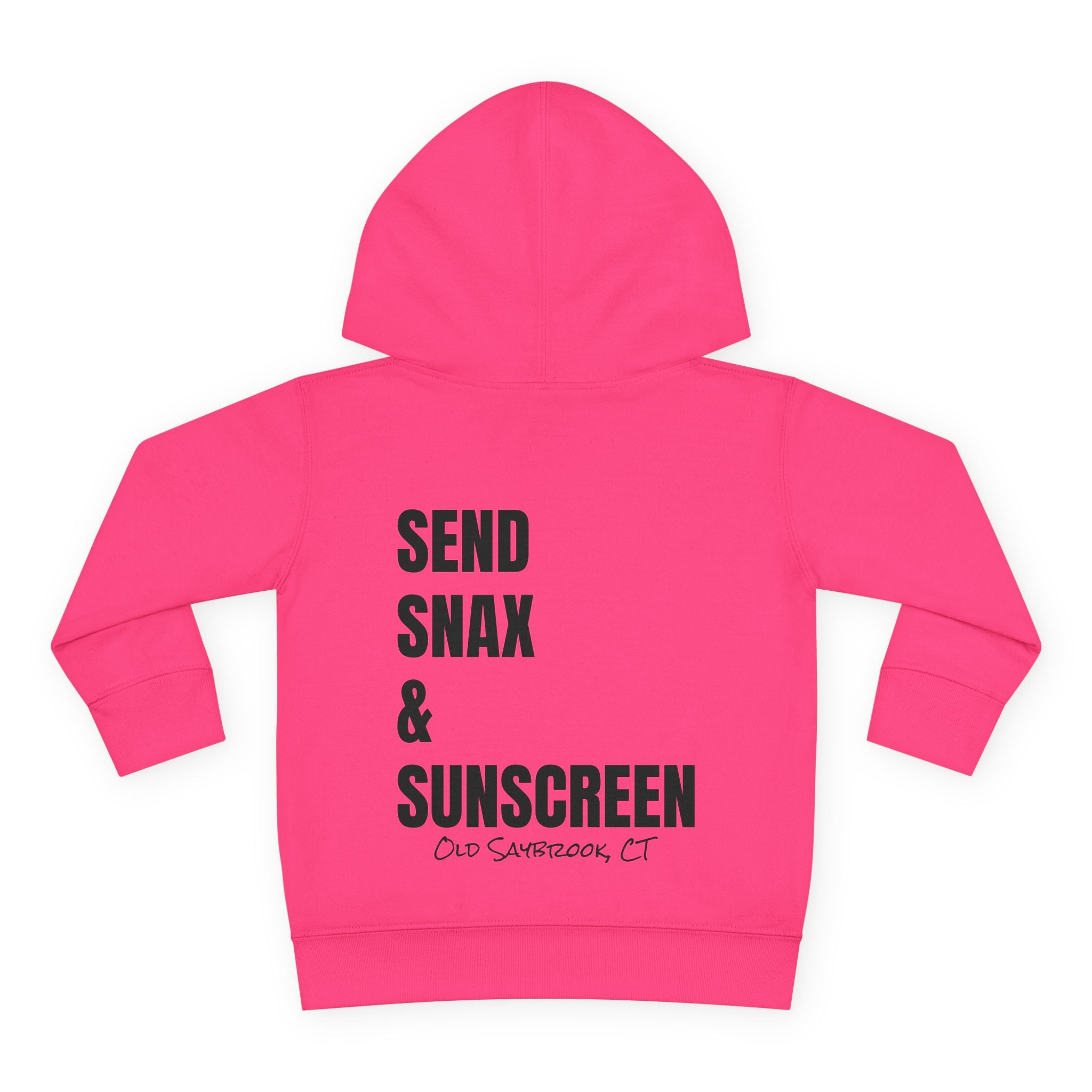 Toddler (2T-6T)- "Gone To The Beach" (Front) "Send Snax & Sunscreen, Old Saybrook, CT"- (Back)- Hoodie