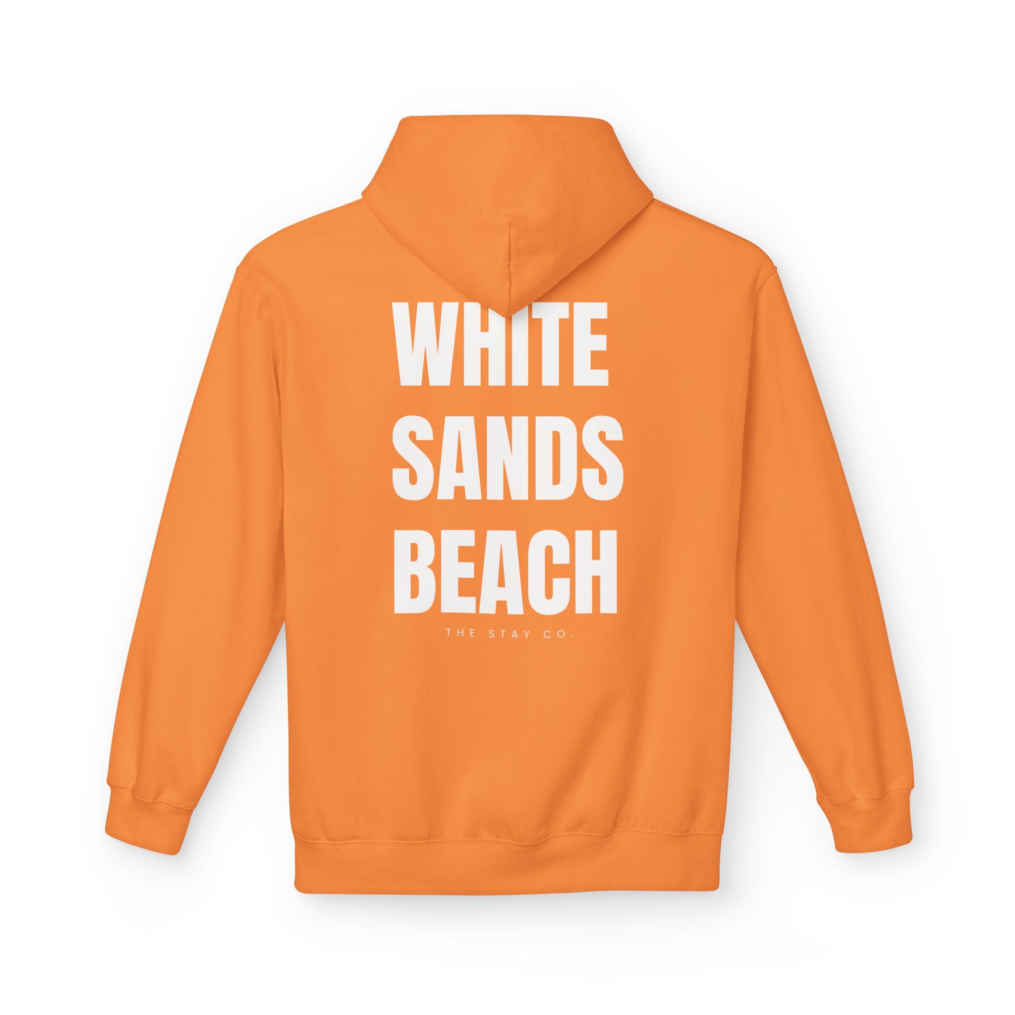 Adult- "Out Of Office" (Front) "White Sands Beach" (Back) - White Writing Hoodie