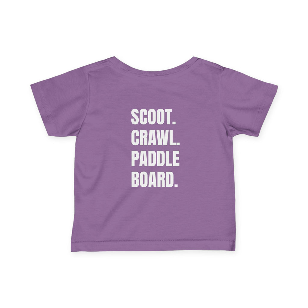 Infant- "Scoot. Crawl. Paddleboard." Adventure Tee- in white writing - Playful Baby Shirt for Active Explorers, Cute Toddler Gift, Fun Summer Wear, Baby Shower Present