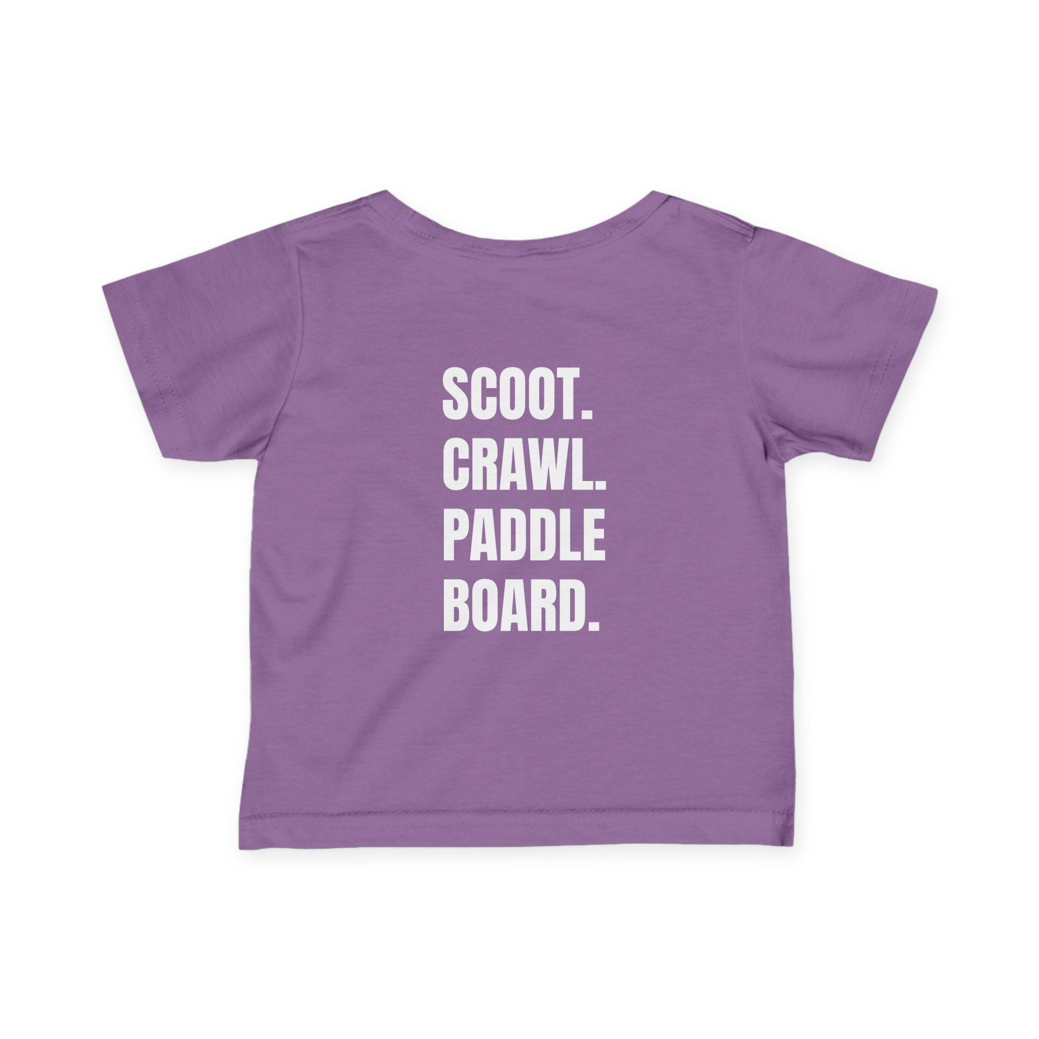 Infant- "Scoot. Crawl. Paddleboard." Adventure Tee- in white writing - Playful Baby Shirt for Active Explorers, Cute Toddler Gift, Fun Summer Wear, Baby Shower Present