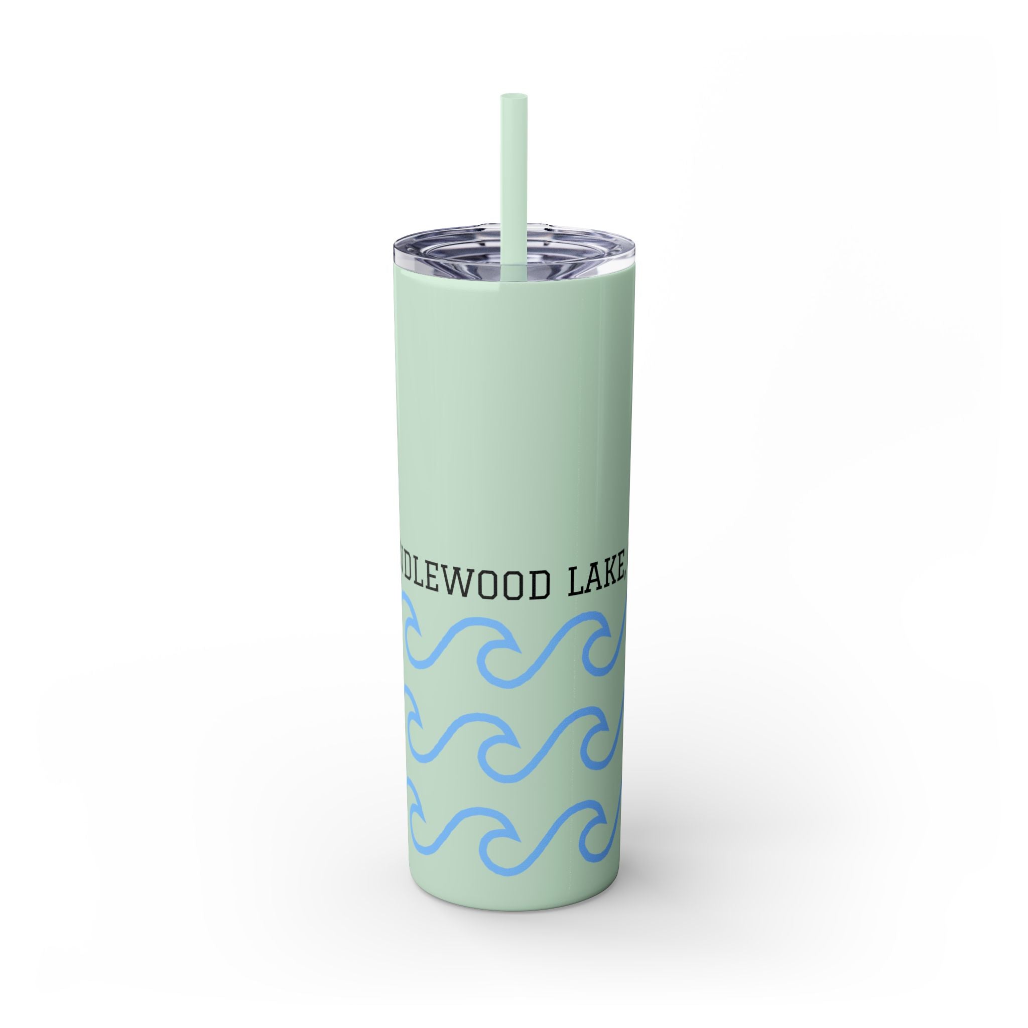 Personalized Skinny Tumbler with Straw - Coastal Waves Design, 20oz