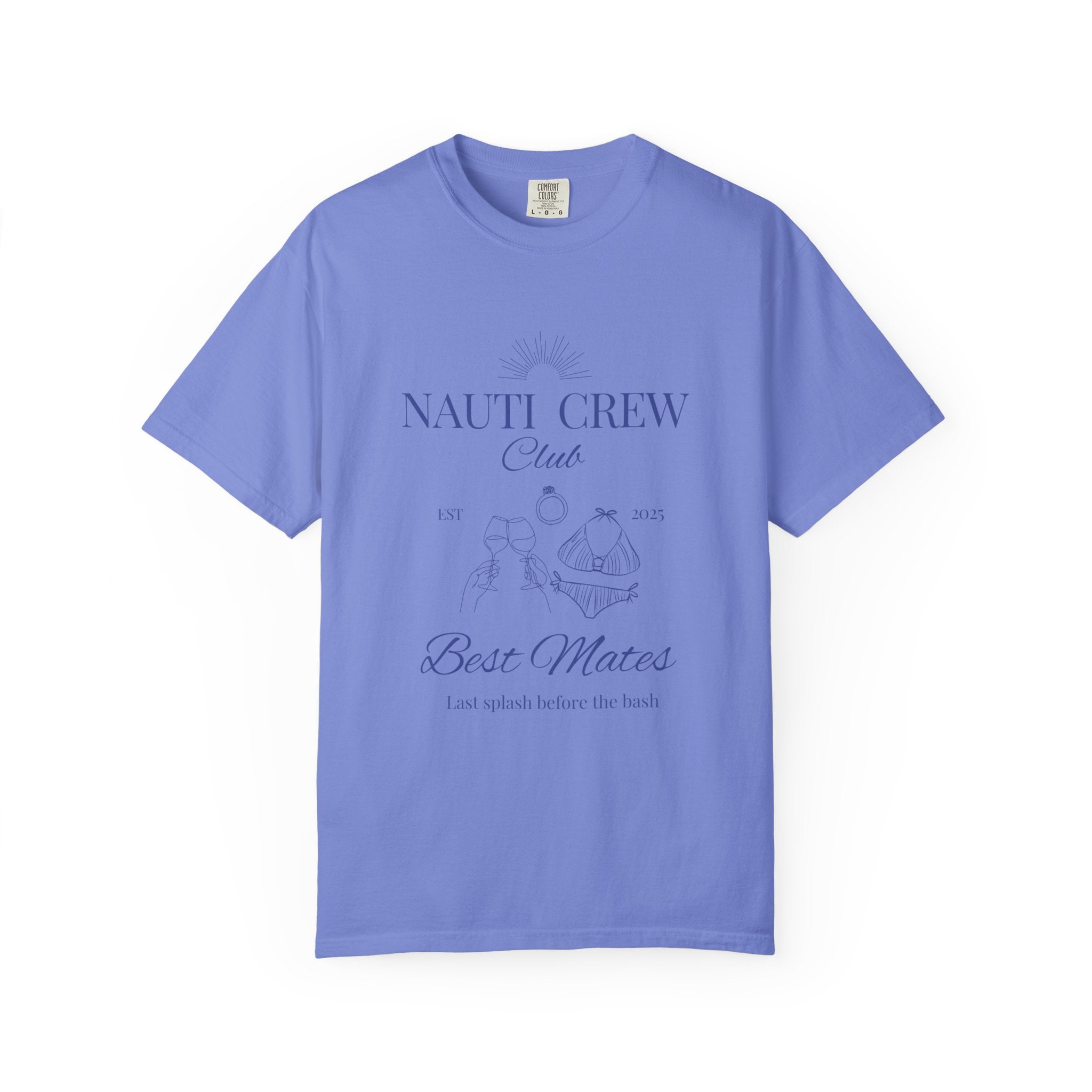 Matching shirt- "Nauti Crew-Best Mates" T-shirt, Unisex Garment-Dyed Tee for Bachelorette and Wedding Parties by the Lake-Perfect for Summer Vacations, Boating Trips, Family Gatherings