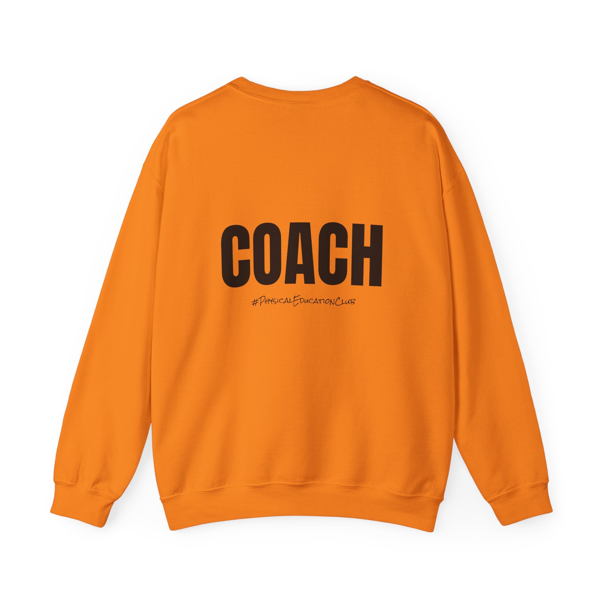 Adult- PE Teacher Crew Neck "Squad Goals" (Front)- "COACH #PhysiclEducationClub" (Back) -Crewneck Sweatshirt, Cozy Fall Apparel, Unisex Gift, Casual Style, September Vibes, Seasonal Fashion