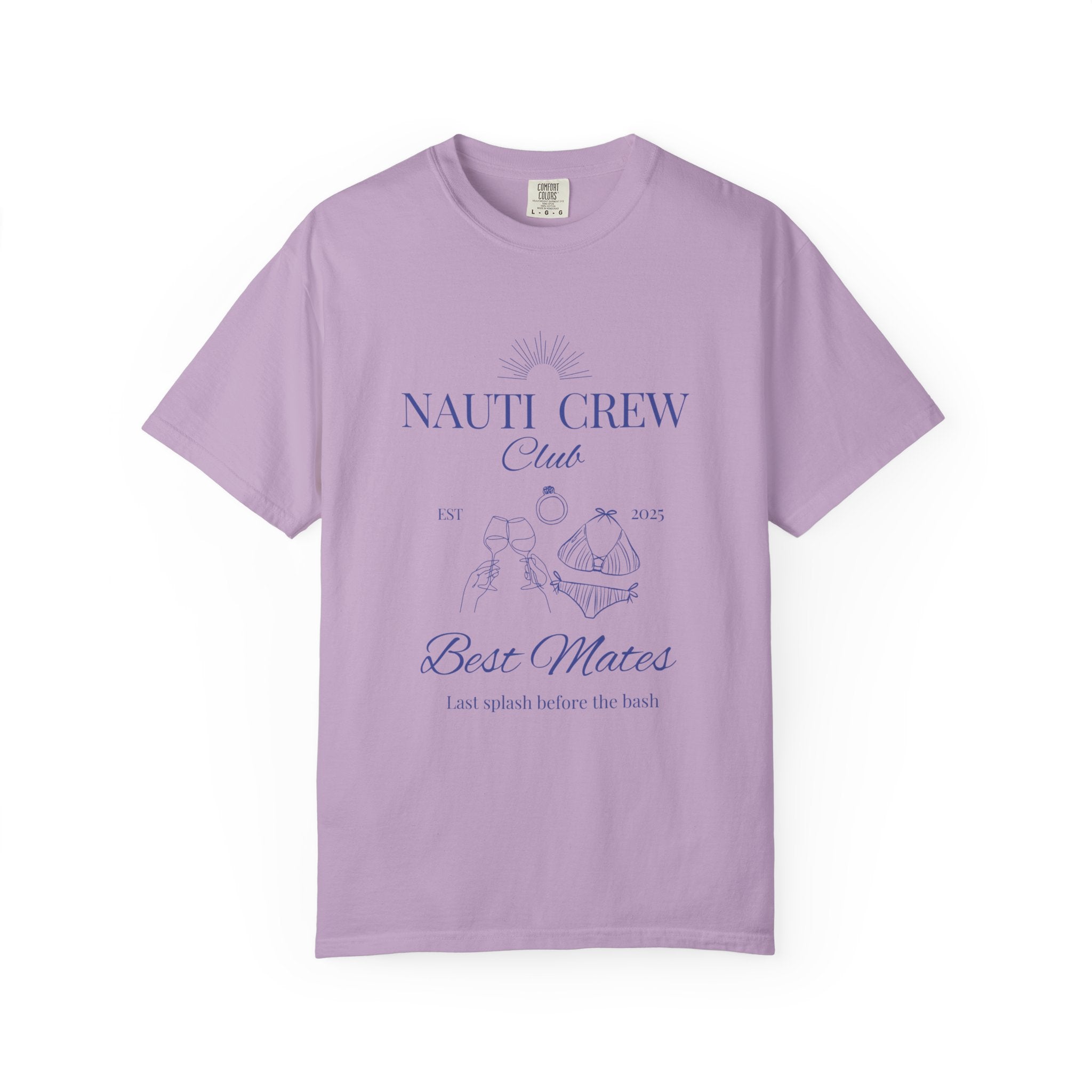 Matching shirt- "Nauti Crew-Best Mates" T-shirt, Unisex Garment-Dyed Tee for Bachelorette and Wedding Parties by the Lake-Perfect for Summer Vacations, Boating Trips, Family Gatherings