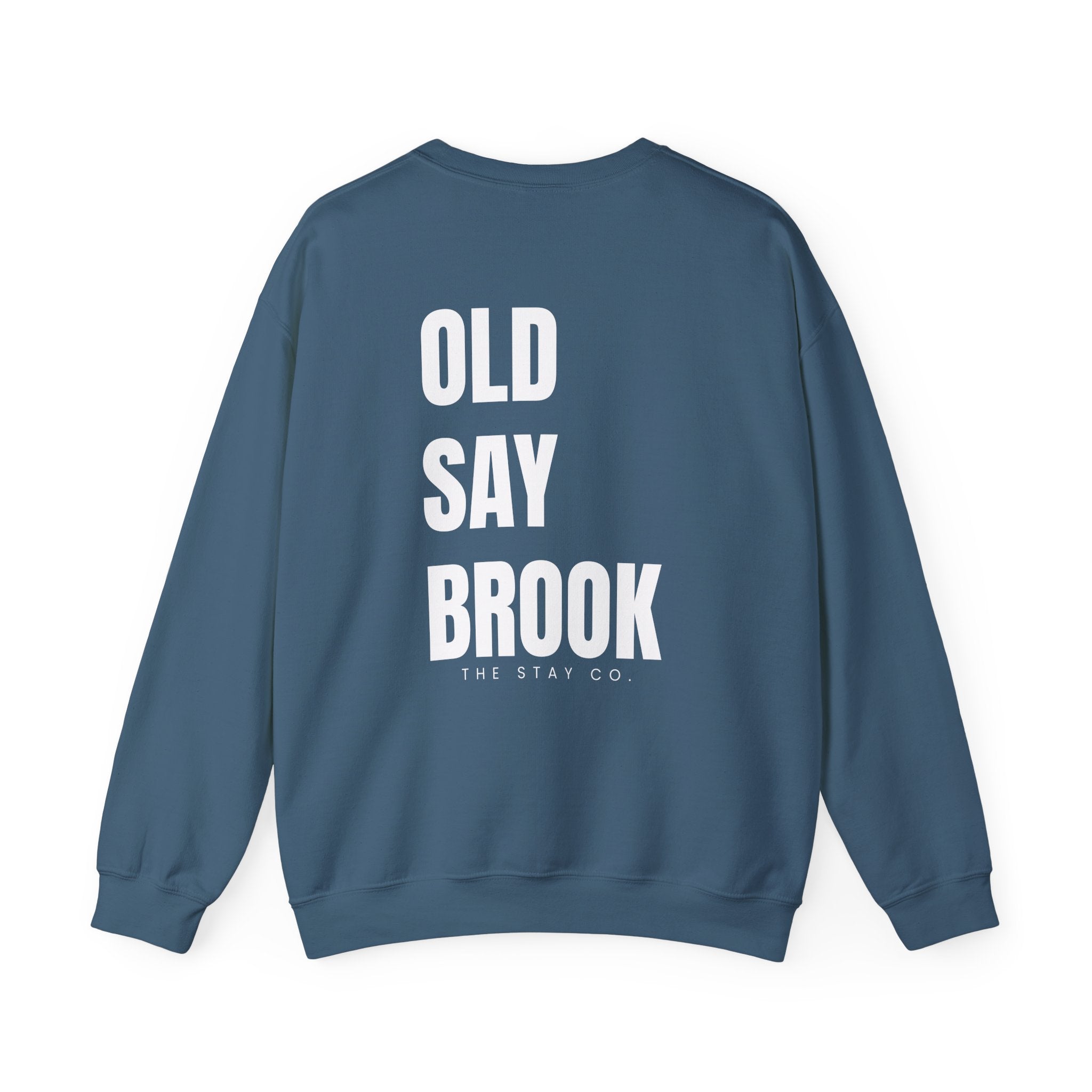 Adult- "Return To" (Front) - "Old Saybrook" (Back) -White Writing -Unisex Crewneck Sweatshirt