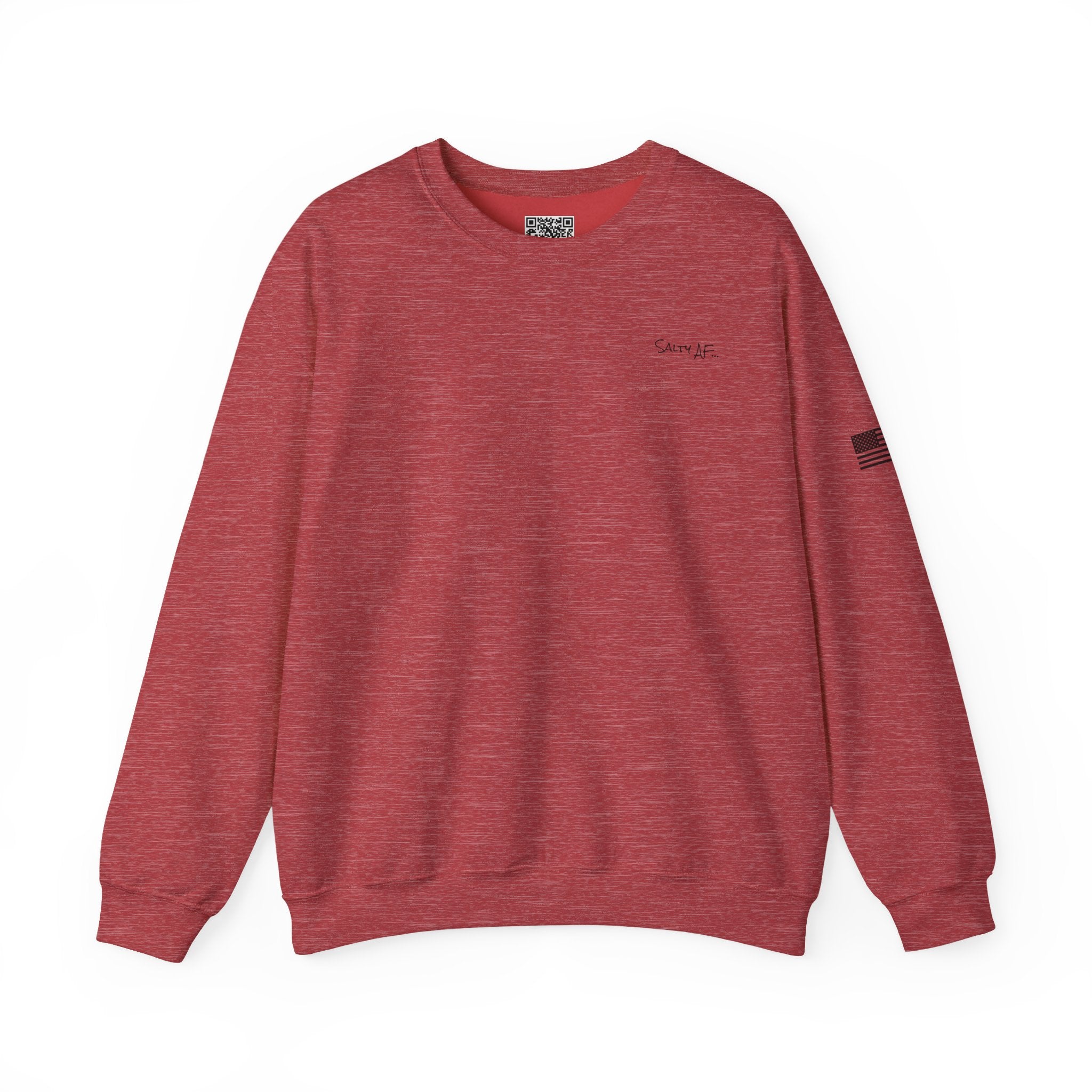 Adult- "Salty AF" (Front) "Old Lyme New Tan" (Back)- with Flag -Unisex Crewneck