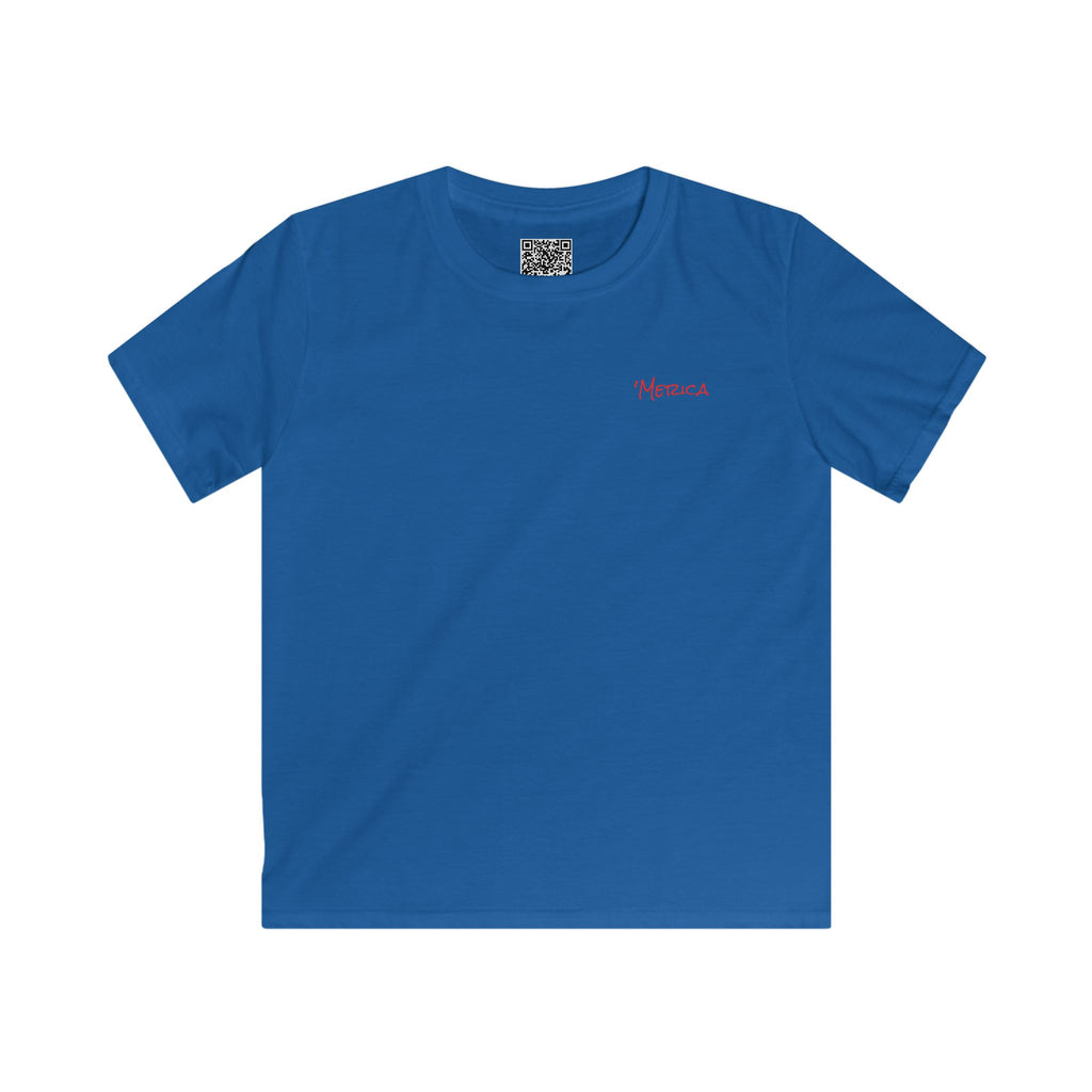 Kids Youth Tee "Red, White & Chaos" (Back) "'Merica) (Front) , Perfect for Birthday Gifts, 4th of July, Celebration Wear, Everyday Fun, Playtime Outfits