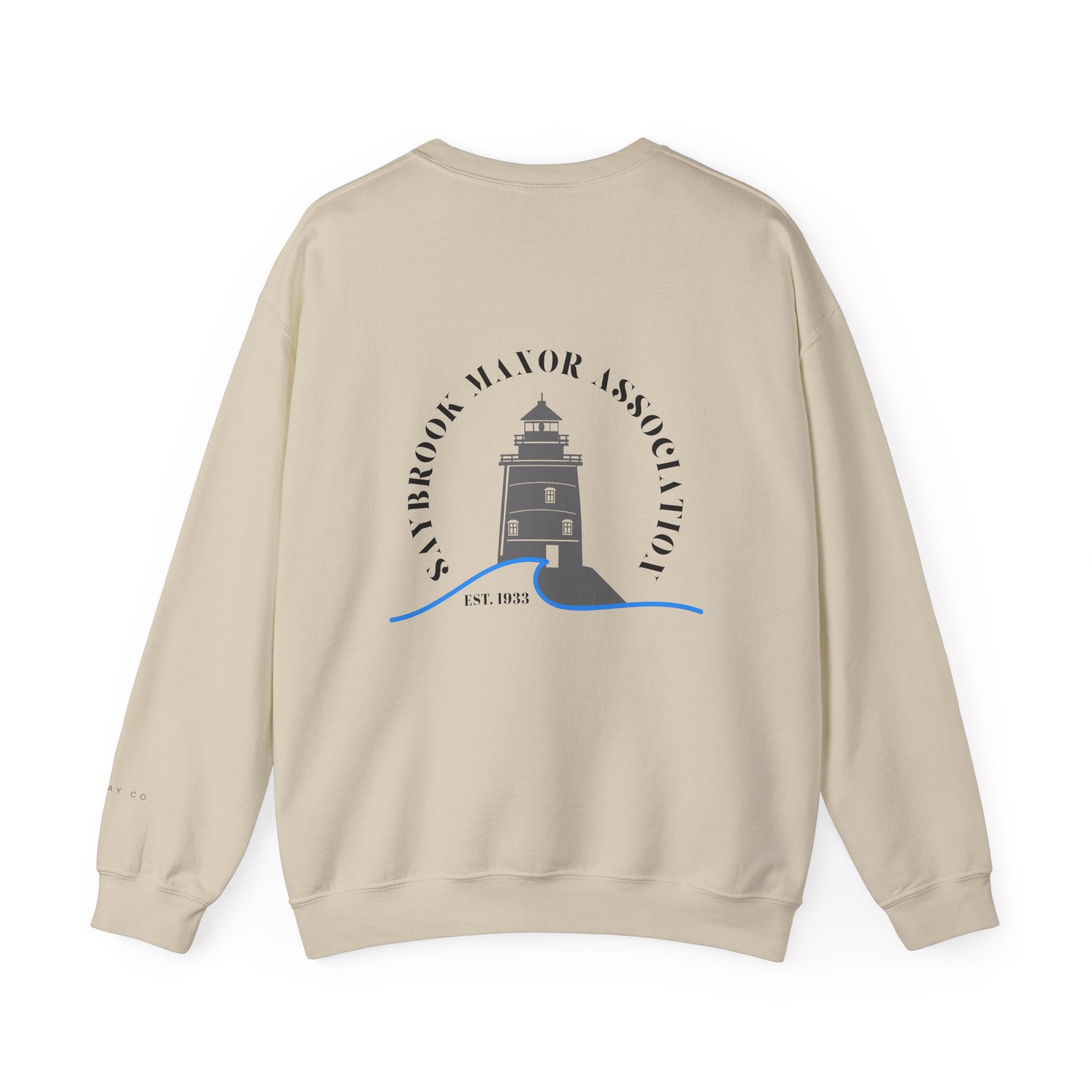 Adult Crewneck-Saybrook Manor with Logo on Back- Black Writing