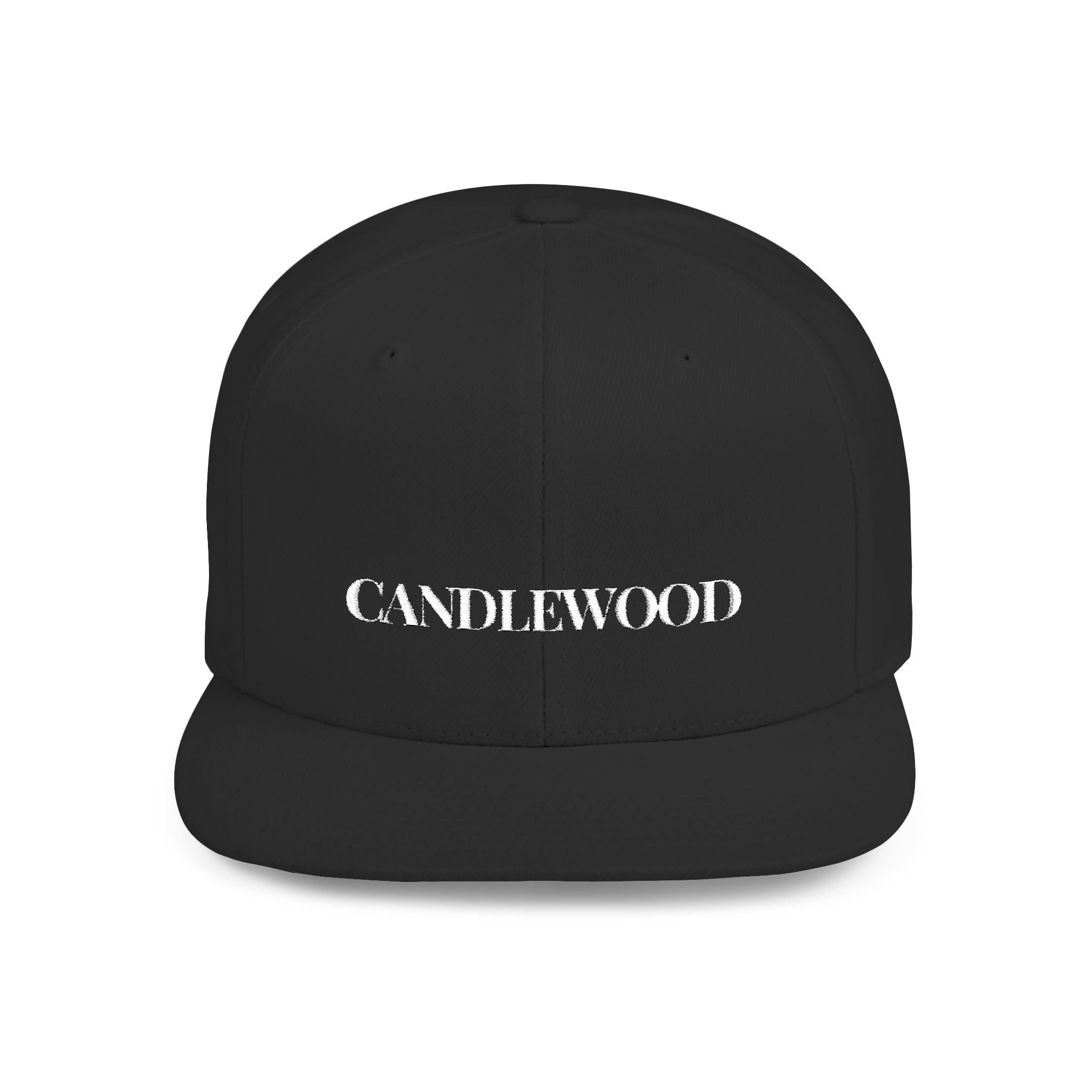 Embroidered Snackback Cap-"Candlewood"- In White Writing-Casual Hat, Outdoor Apparel, Summer Fashion, Gift for Him/Her, Festival Accessory