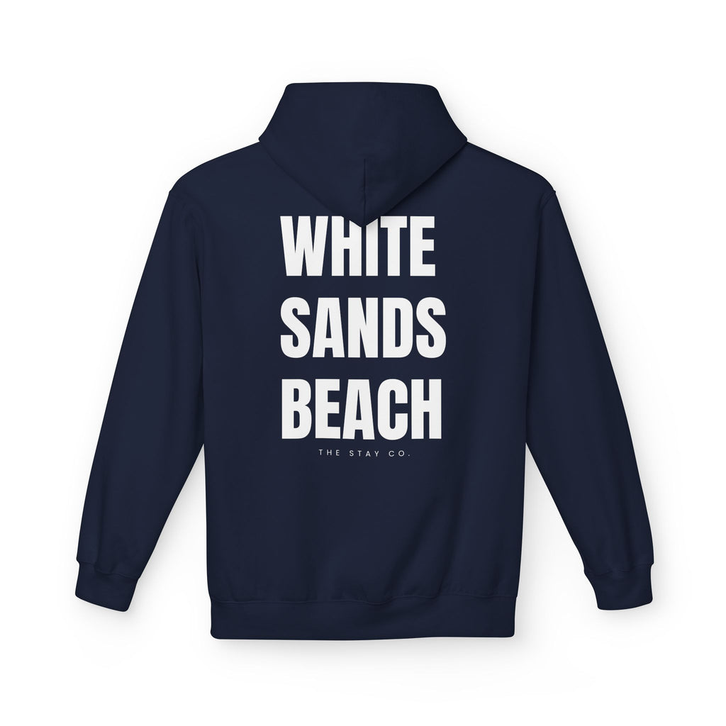 Adult- "Out Of Office" (Front) "White Sands Beach" (Back) - White Writing Hoodie