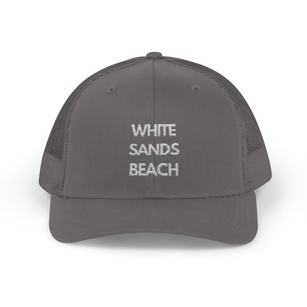 "White Sands Beach" - Snapback Trucker Cap - Perfect for Summer, Vacation, or Outdoor Events, Casual Style, Unisex Accessories, Gift Idea