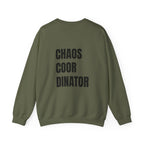 Adult- Teacher Crew Neck "Fueled by Caffeine" (Front) - "Chaos Coordinator"- (Back) Crewneck Sweatshirt, Cozy Fall Apparel, Unisex Gift, Casual Style, September Vibes, Seasonal Fashion