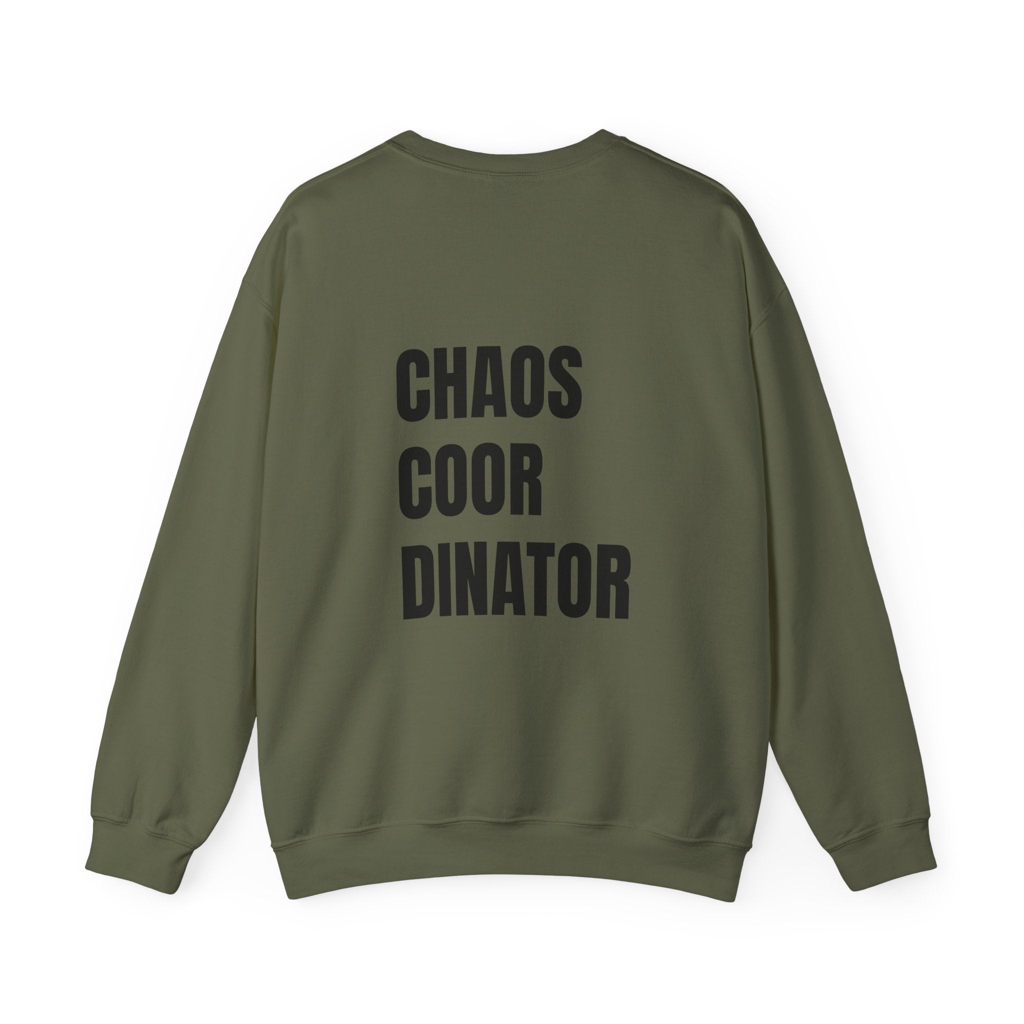 Adult- Teacher Crew Neck "Fueled by Caffeine" (Front) - "Chaos Coordinator"- (Back) Crewneck Sweatshirt, Cozy Fall Apparel, Unisex Gift, Casual Style, September Vibes, Seasonal Fashion
