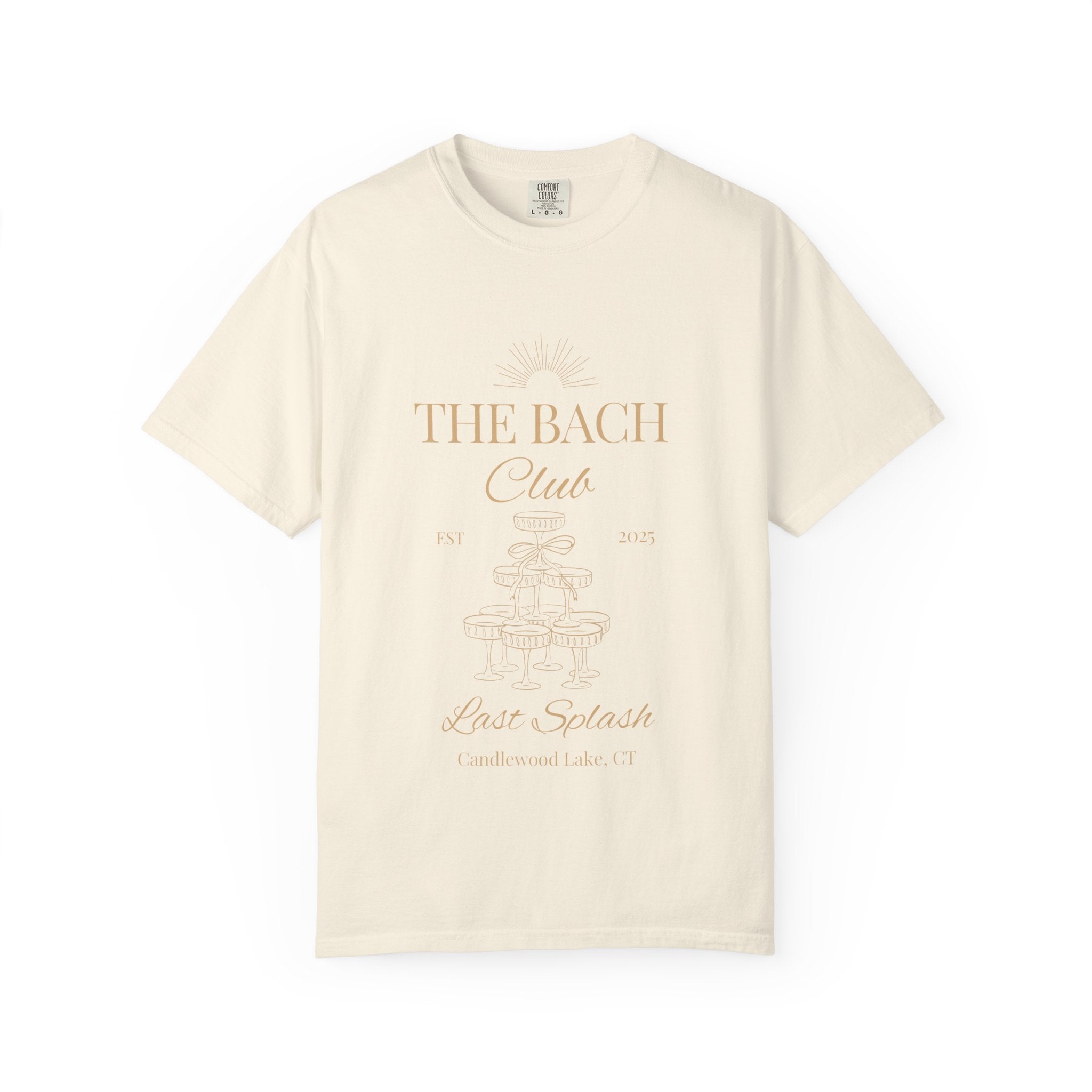 Matching "The Bach Club-Last Splash- Candlewood Lake" -In Beige Writing- Choose a Color Shirt- Perfect for Bachelorette and Wedding Parties- Unisex Vacation Top, Sailor Humor Apparel