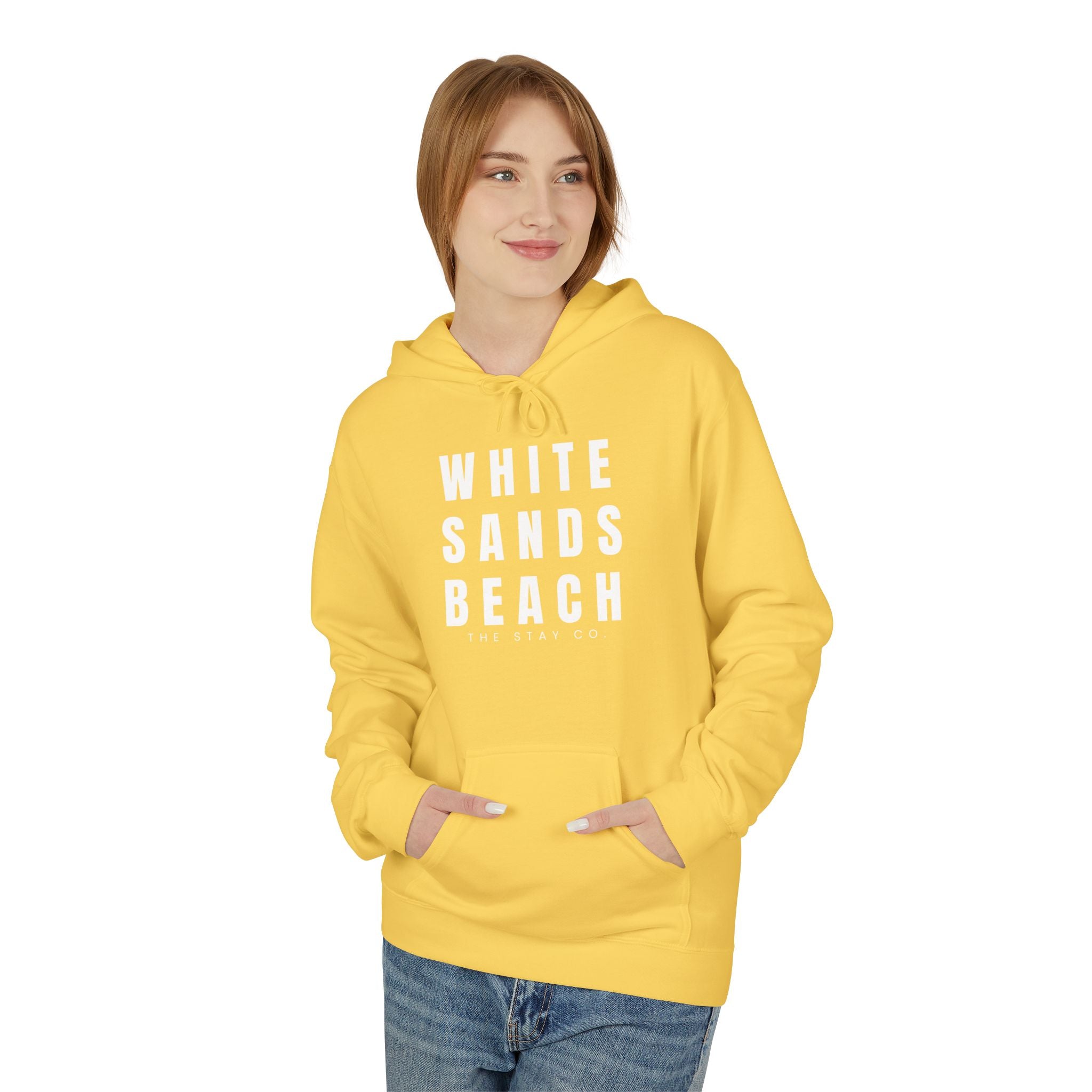 White Sands Beach Hoodie in White Writing