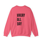 Adult- Teacher Crew Neck " Summer Time" (Front)  "Vacay All Day" (Back) -Crewneck Sweatshirt, Cozy Fall Apparel, Unisex Gift, Casual Style, September Vibes, Seasonal Fashion