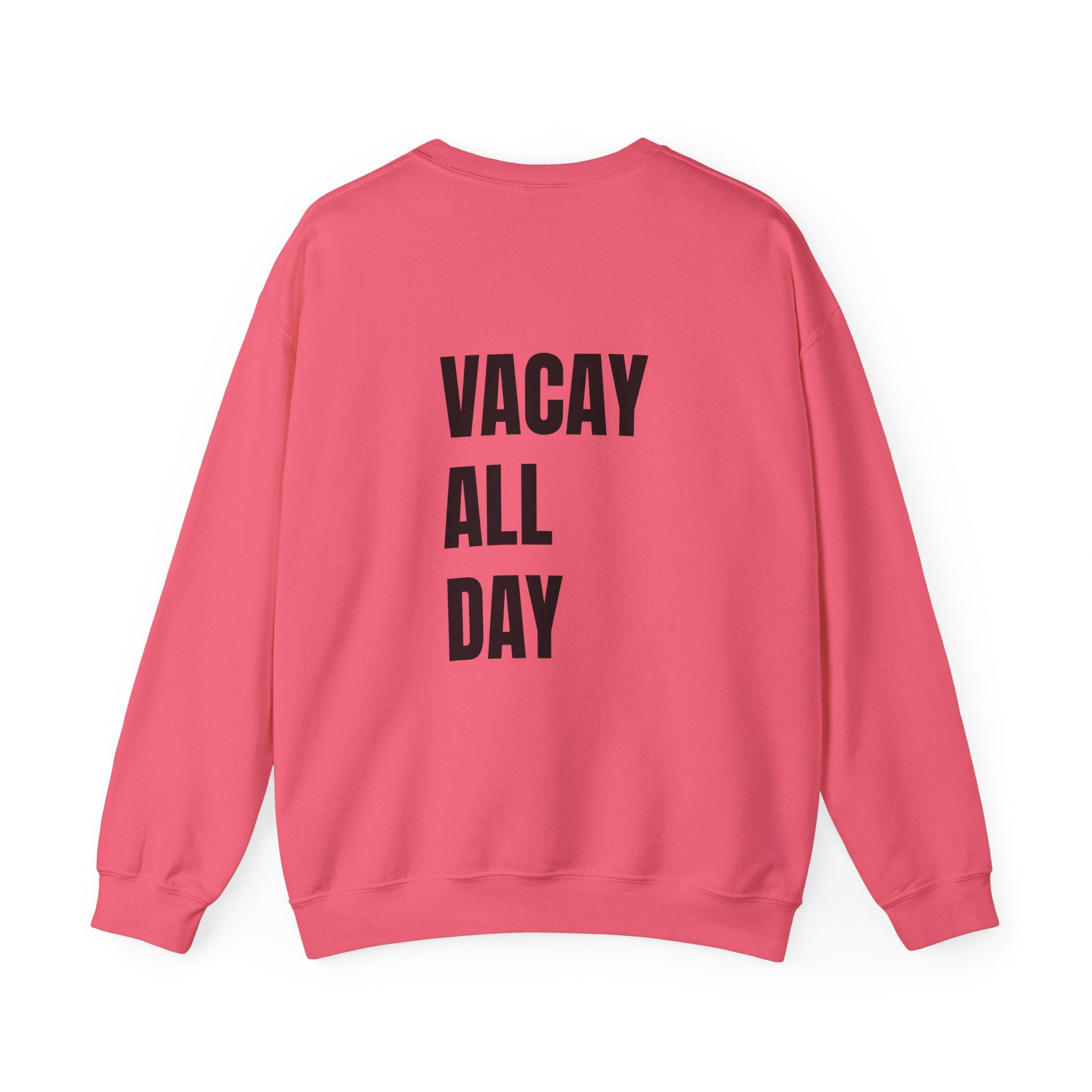 Adult- Teacher Crew Neck " Summer Time" (Front)  "Vacay All Day" (Back) -Crewneck Sweatshirt, Cozy Fall Apparel, Unisex Gift, Casual Style, September Vibes, Seasonal Fashion