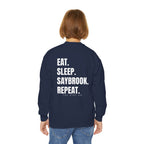 Youth-(XS-XL) Crewneck-Saybrook Association Logo On Front- "EAT. SLEEP. SAYBROOK. REPEAT." On Back
