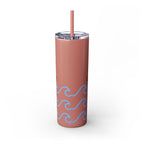 Personalized Skinny Tumbler with Straw - Coastal Waves Design, 20oz