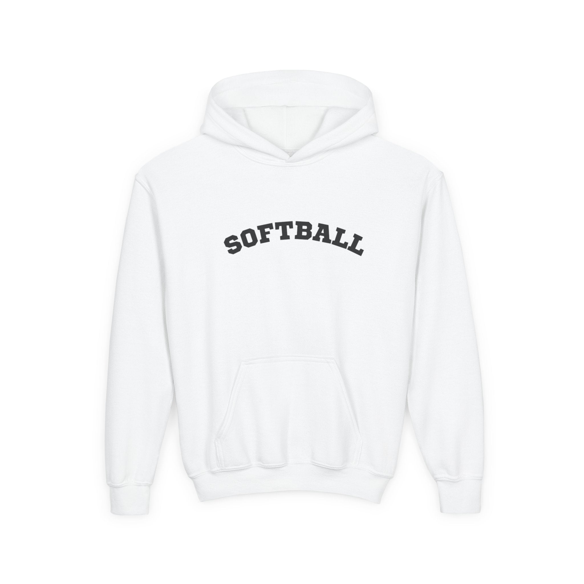 Youth Hoodie "Softball" - Choose Your Color- -Sports Apparel, Gift for Young Athletes, Team Spirit, Cozy Sweatshirt, Game Day Ready