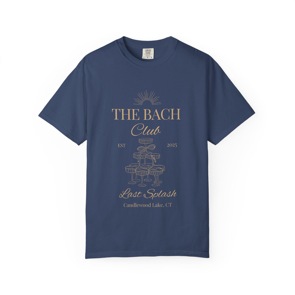 Matching "The Bach Club-Last Splash- Candlewood Lake" -In Beige Writing- Choose a Color Shirt- Perfect for Bachelorette and Wedding Parties- Unisex Vacation Top, Sailor Humor Apparel