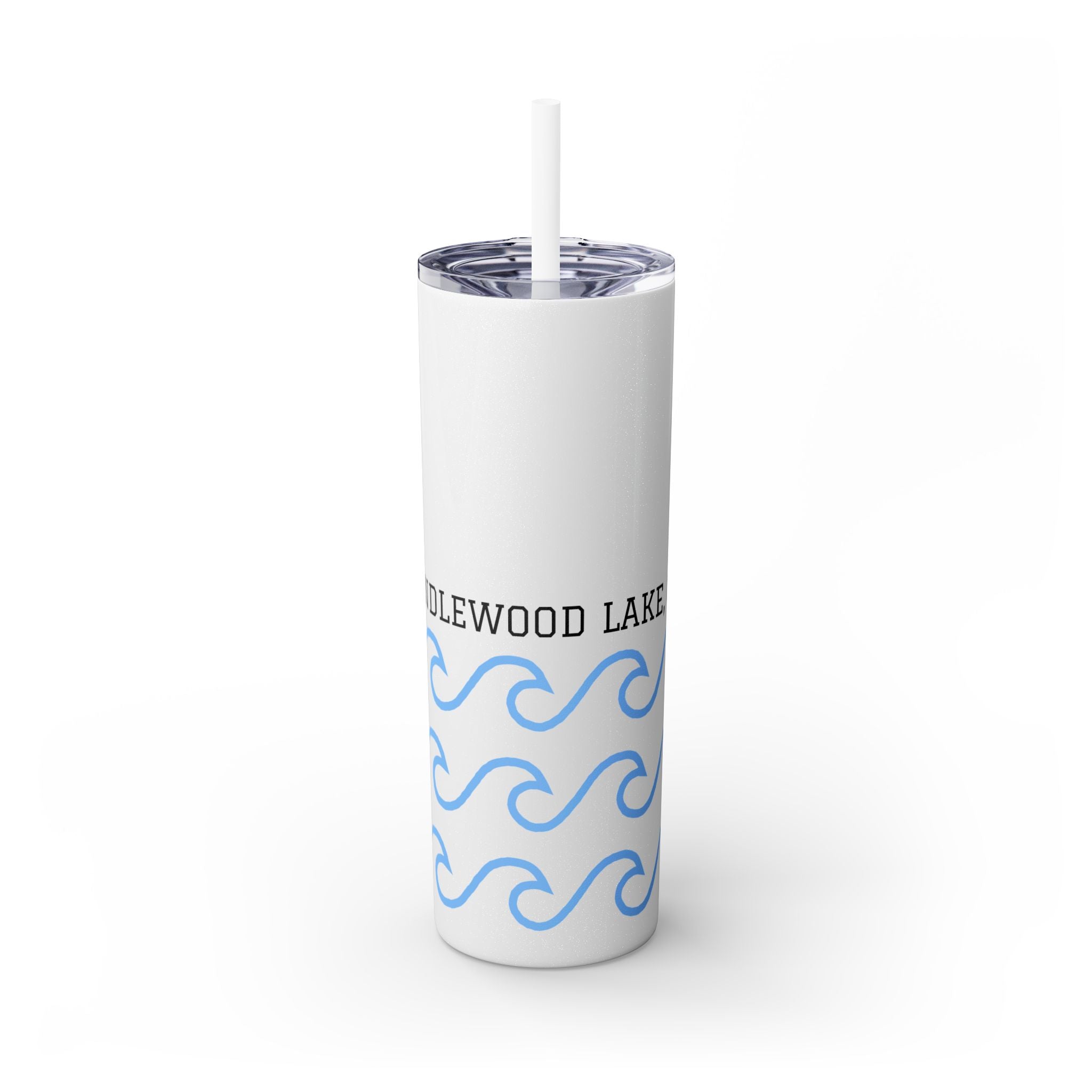 Personalized Skinny Tumbler with Straw - Coastal Waves Design, 20oz