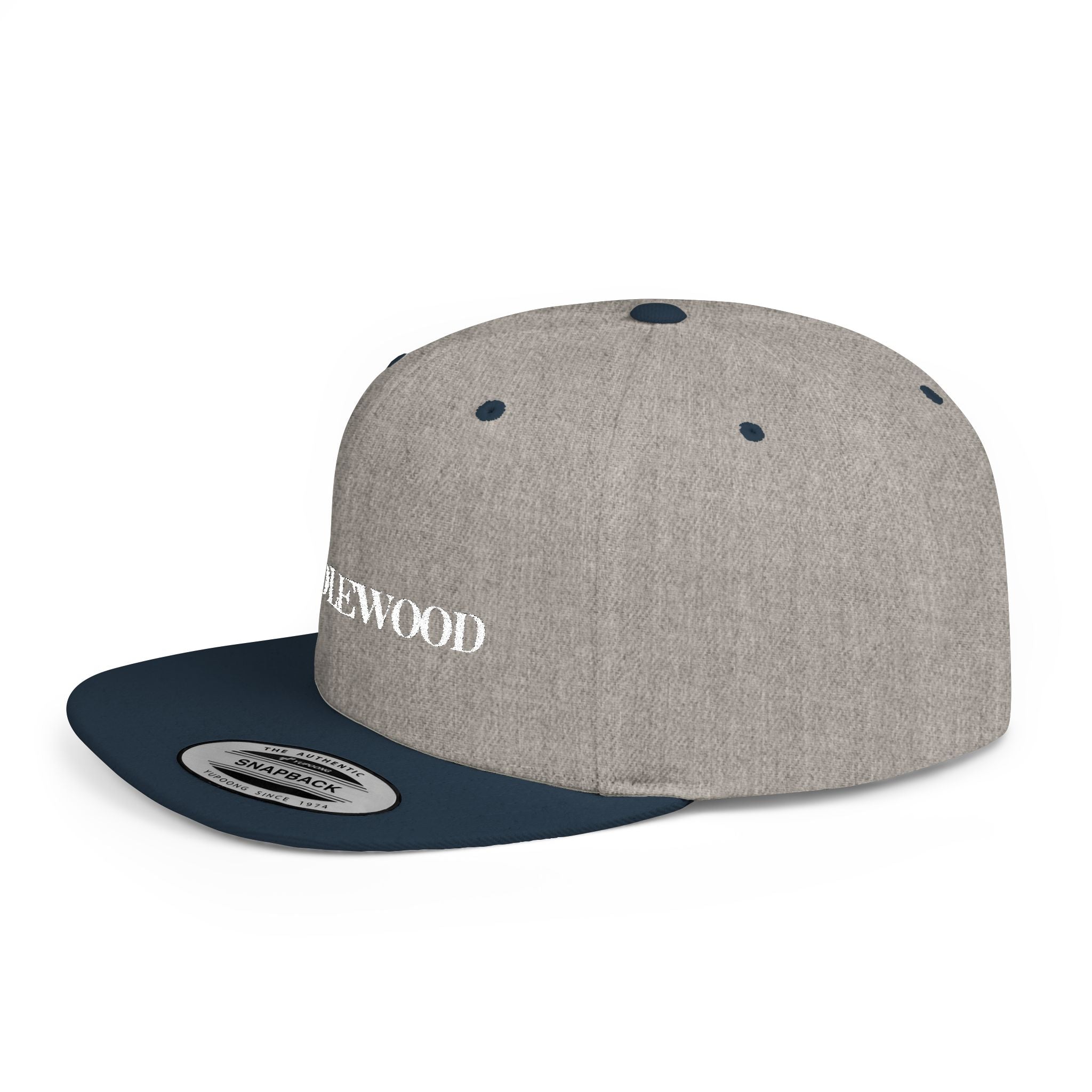 Embroidered Snackback Cap-"Candlewood"- In White Writing-Casual Hat, Outdoor Apparel, Summer Fashion, Gift for Him/Her, Festival Accessory