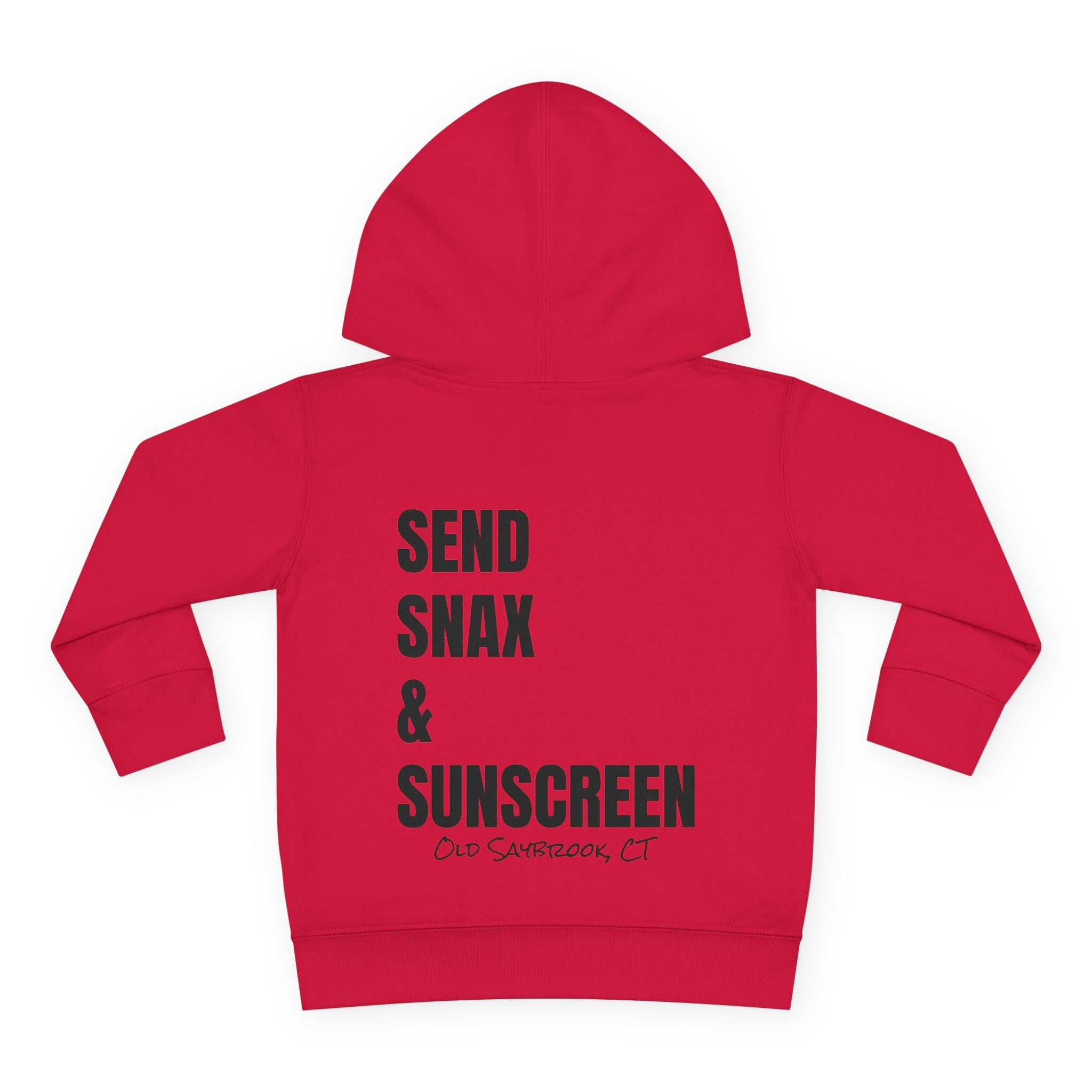 Toddler (2T-6T)- "Gone To The Beach" (Front) "Send Snax & Sunscreen, Old Saybrook, CT"- (Back)- Hoodie