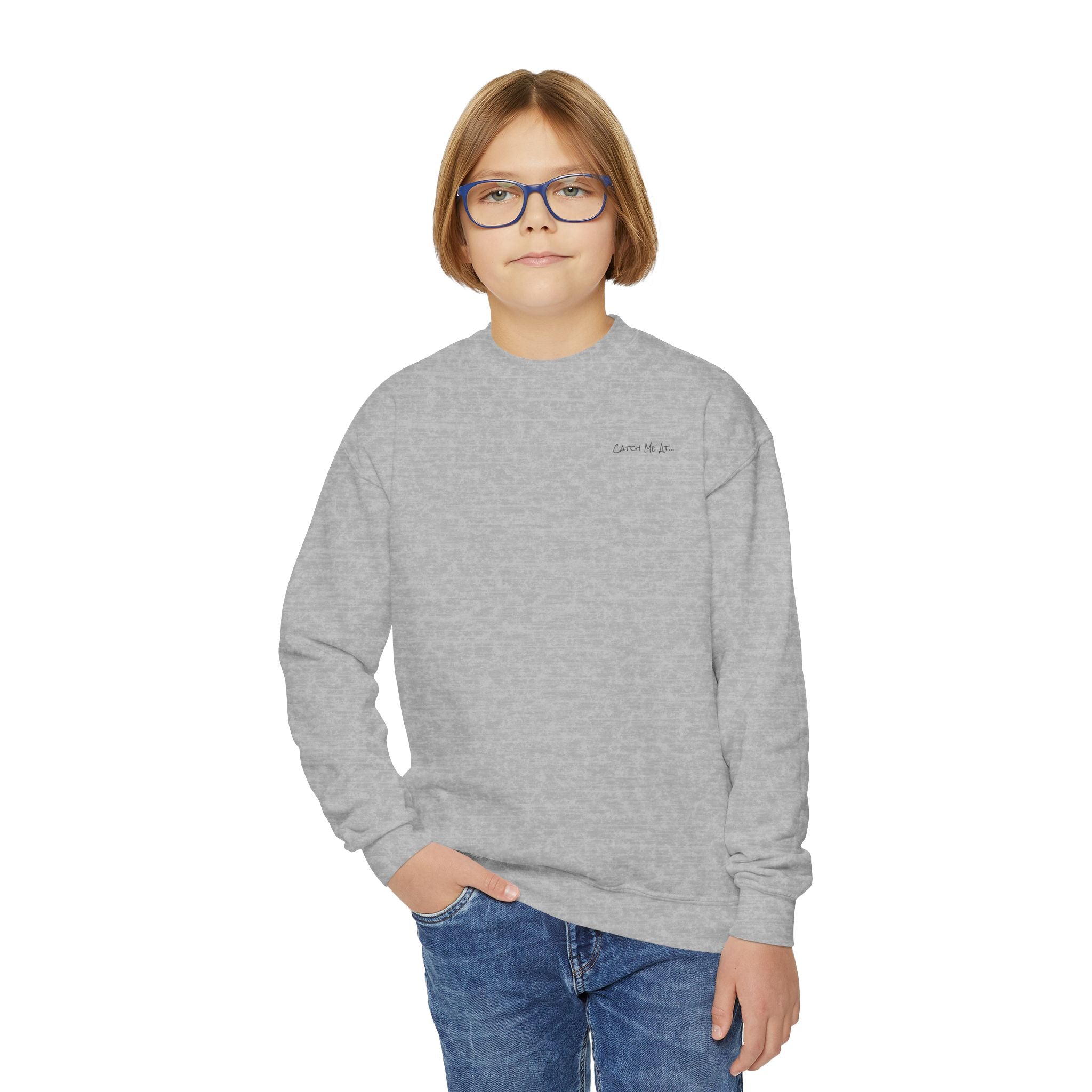 Youth-(XS-XL) "Catch Me At" (Front) "Candlewood Lake" (Back)- Unisex Crewneck Sweatshirt